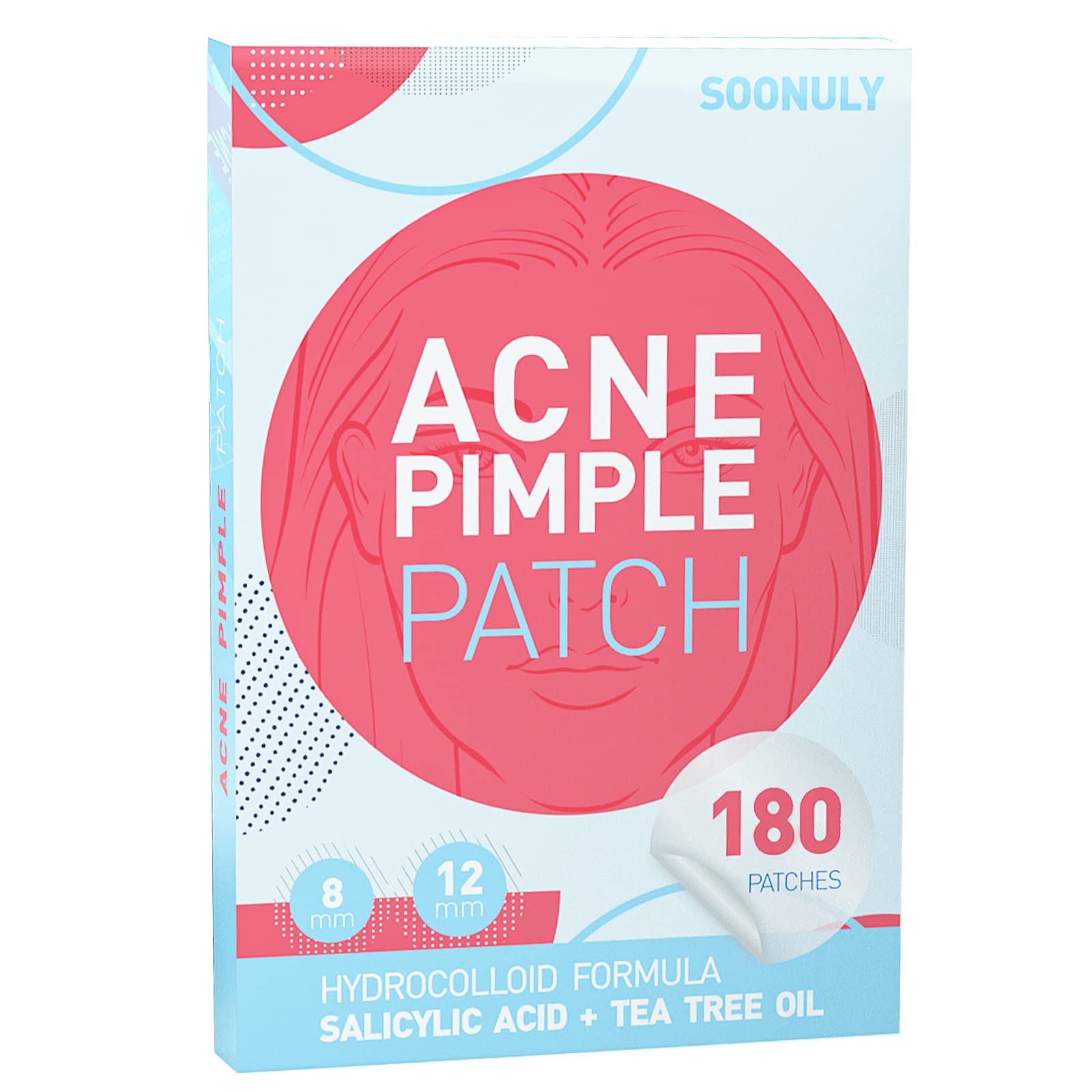 Soonuly Pimple Patches for Face - 180 Hydrocolloid Acne Pimple Patches Salicylic Acid with Tea Tree Oil for Zit Blemish Spot Cov