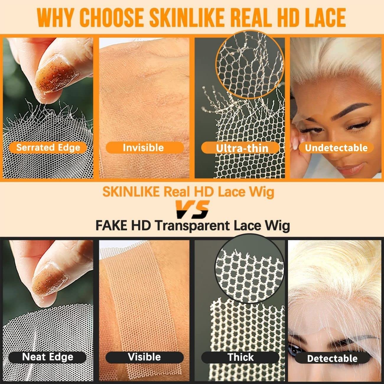 Beeos 13X6 Skinlike Real Hd Lace Frontal Only, 613 Blonde 0.10Mm Ultra-Thin Swiss Lace, Pre-Plucked Natural Hairline Invisible L