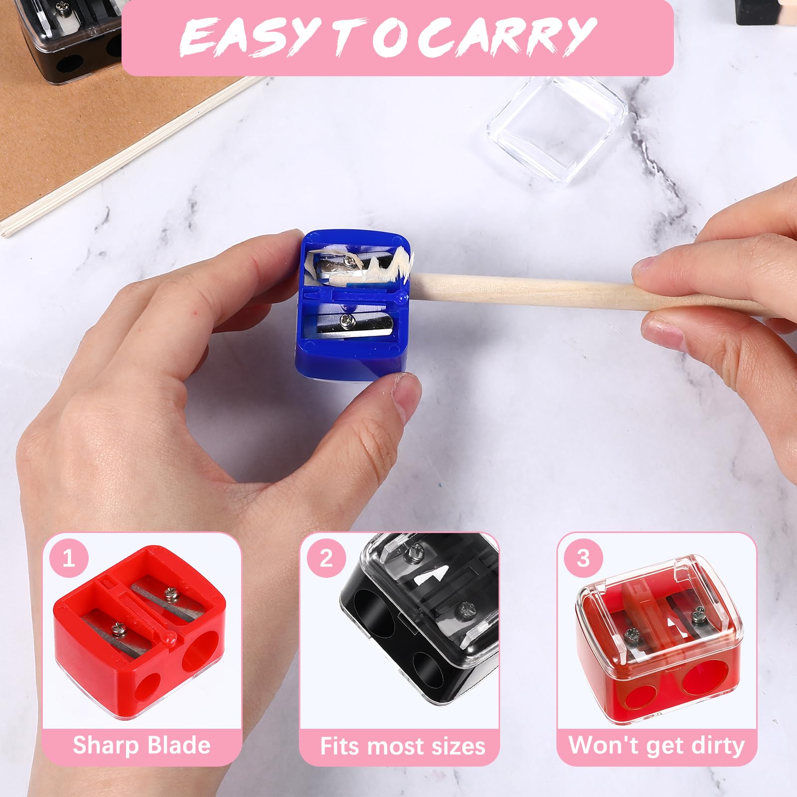 Gjinxi Eye Liner Sharpener, 5PCs Dual Holes Eye Liner Pencil Sharpener, Multi Colors Cosmetic Sharpener for Lipliner Eyeliner Pe