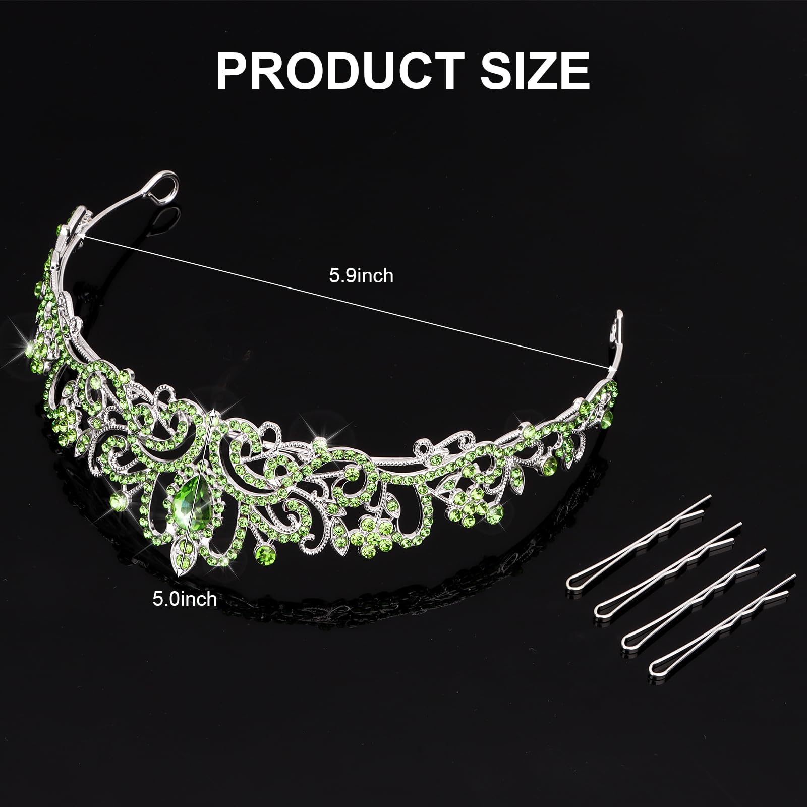 Cieher Green Crown Green Tiara Prom Crown Women Green Queen Crown Princess Crown For Girls Luxury Rhinestone Green Crown For Bir