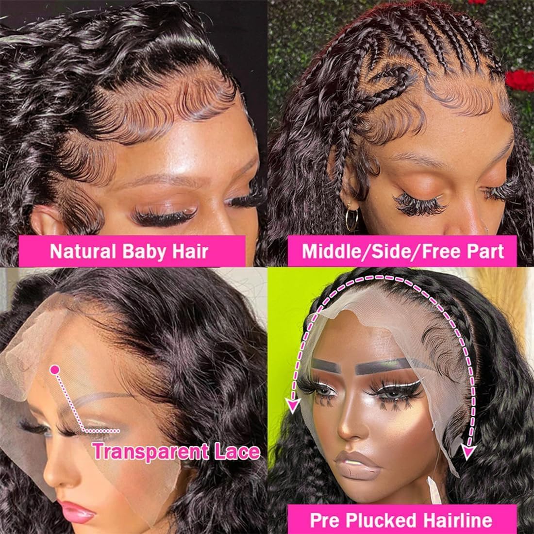 13X6 Water Wave Lace Front Wigs Human Hair 250% Density Full 12A Transparent Hd Lace Frontal Wig Pre Plucked With Baby Hair Glue