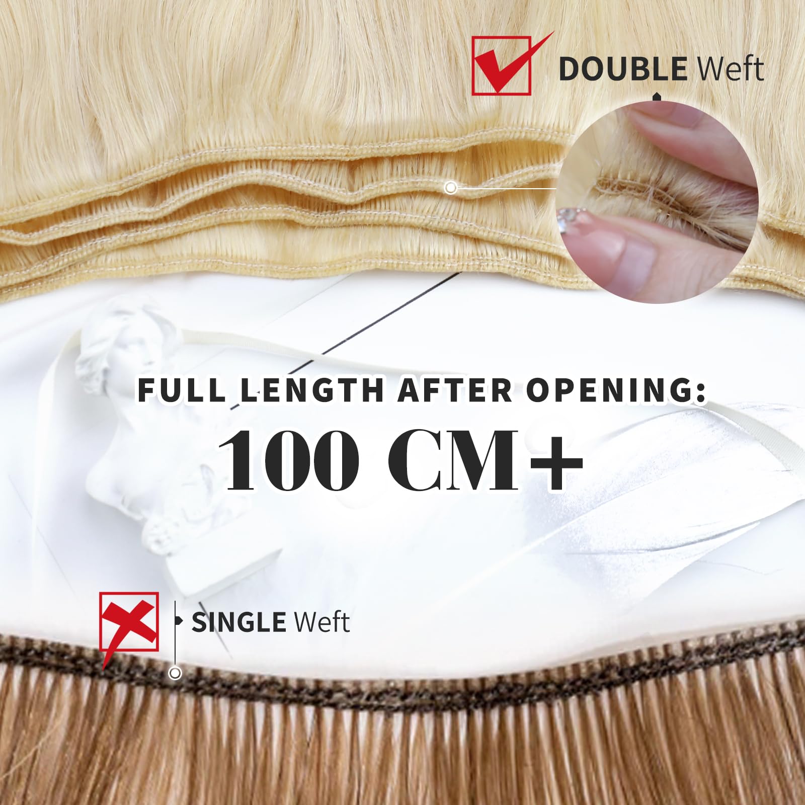 Moresoo Sew In Hair Extensions Real Human Hair Blonde Highlight Weft Extensions Human Hair Ash Blonde With Blonde Sew In Weft Hu