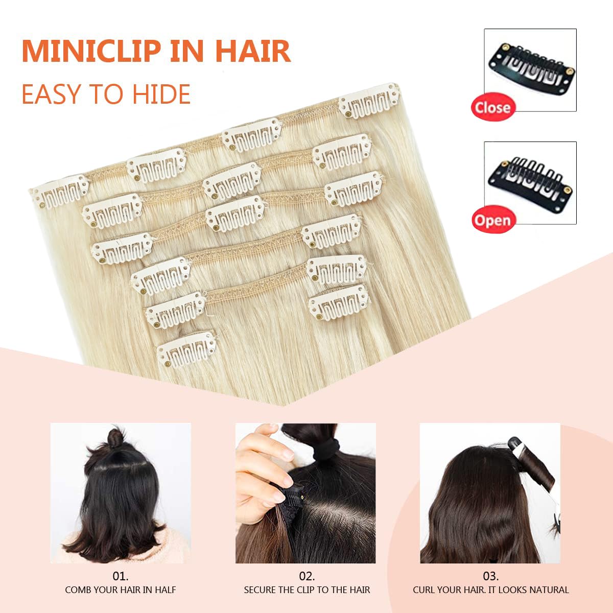 UGOTRAYS Clip in Hair Extensions Real Human Hair Blonde - 16 inch 120g 7pcs Platinum Blonde 100% Remy Human Hair Clip in Extensi