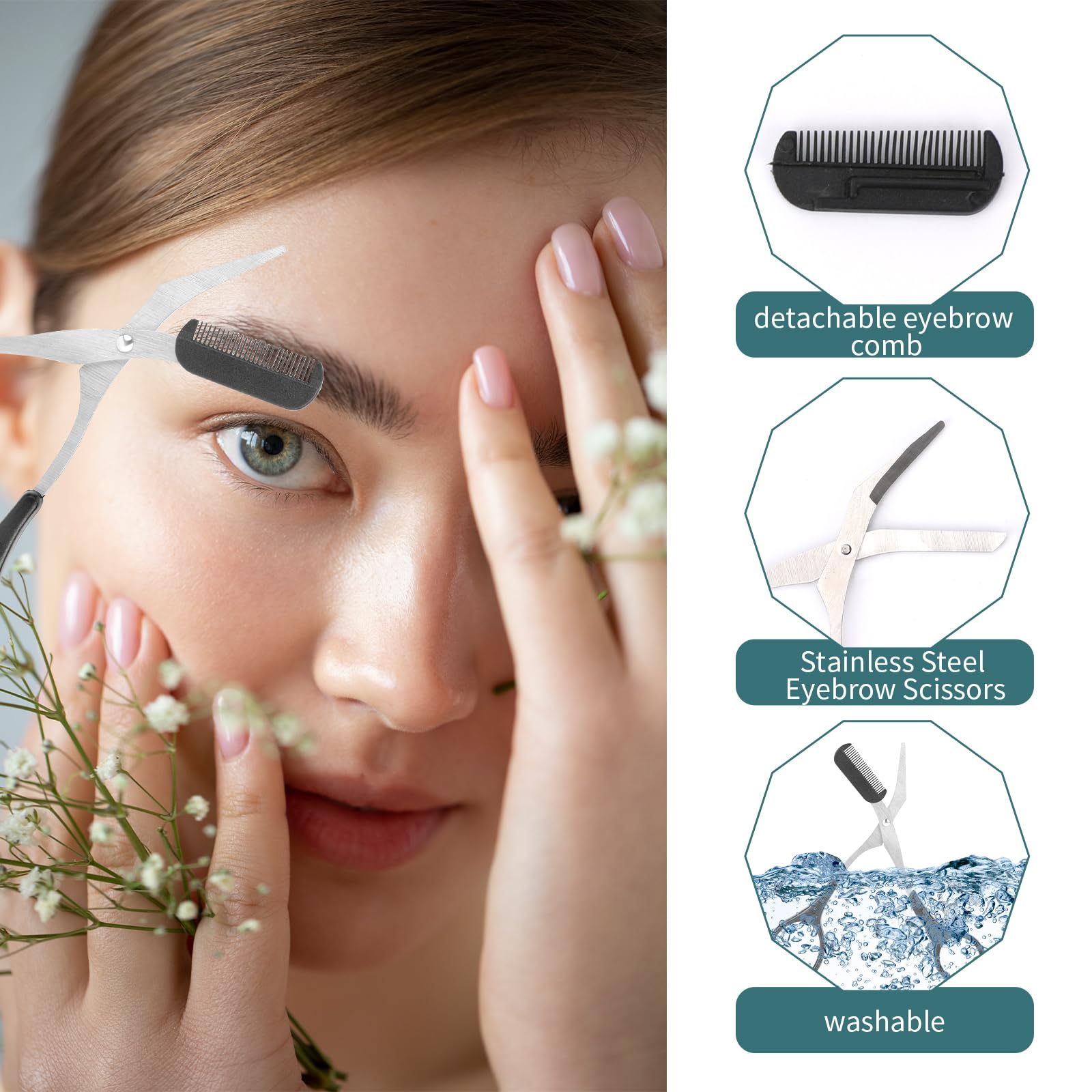 Eyebrow Scissors With Comb, Professional Precision Eyebrow Trimmer Scissors Eyebrow Trimming Scissors With Comb And Non-Slip Fin