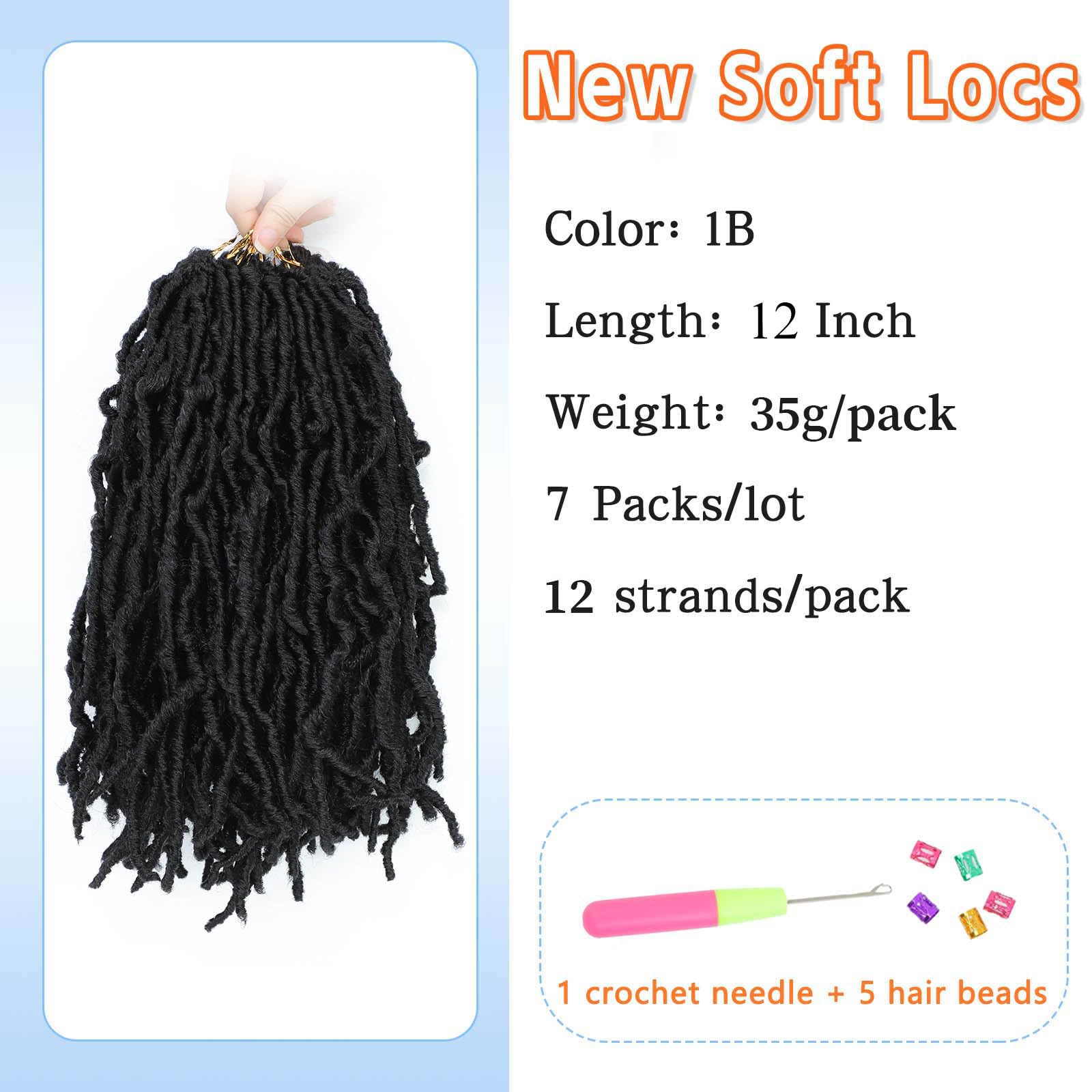 Faux Locs Crochet Hair 12 Inch 7 Packs Short Natural Black Crochet Soft Locs Pre Looped Soft Locs Crochet Hair For Kids Women Bu