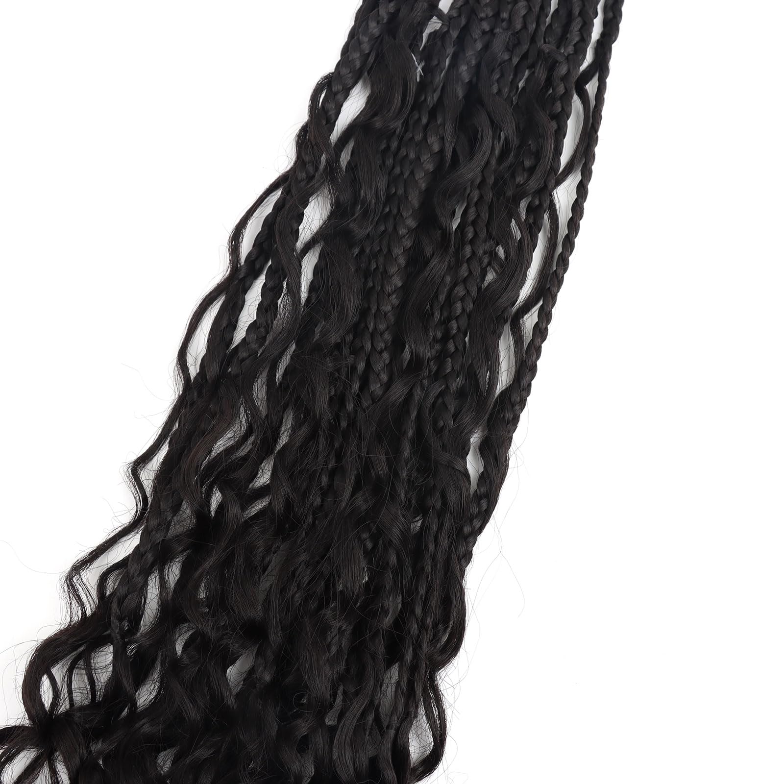 LMZIM 18 Inch 8 Packs Boho Box Braids Crochet Hair Bohemian Crochet Box Braids with Curly Ends Hippie Braids Braiding Hair Godde