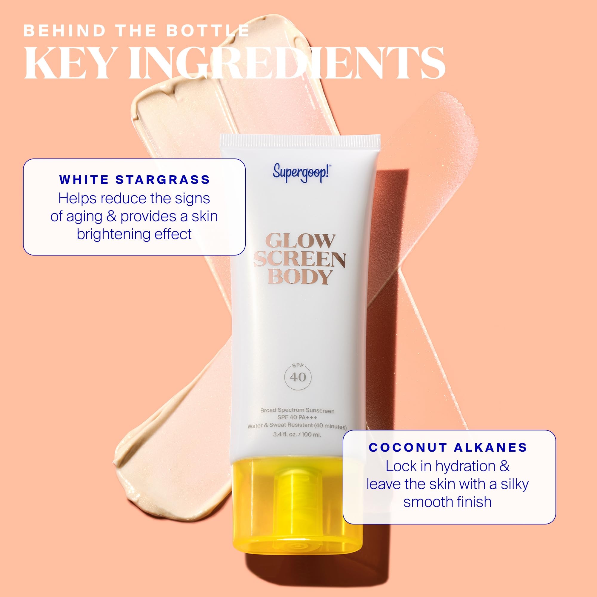 Supergoop! Glowscreen Body Spf 40 Pa+++, 3.4 Fl Oz - Pack Of 2 - Body Lotion + Broad Spectrum Sunscreen With Subtle Shimmer - Ad