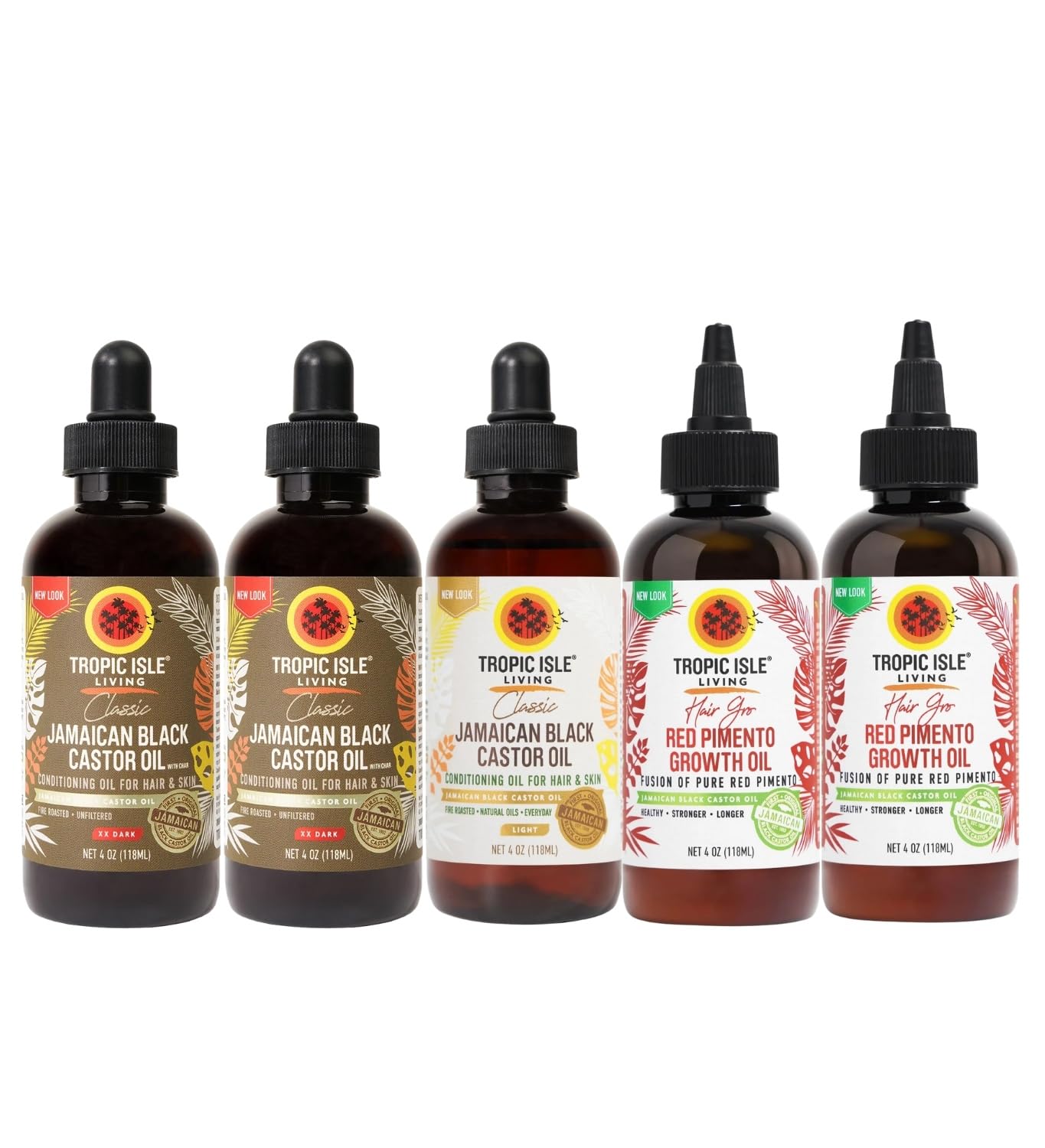 Castor Oil  2x Jamaican Black CastorOil XX Dark Bundle with Light Blend and 2x Red Pimento Hair Growth Oil  CastorOil for Sc