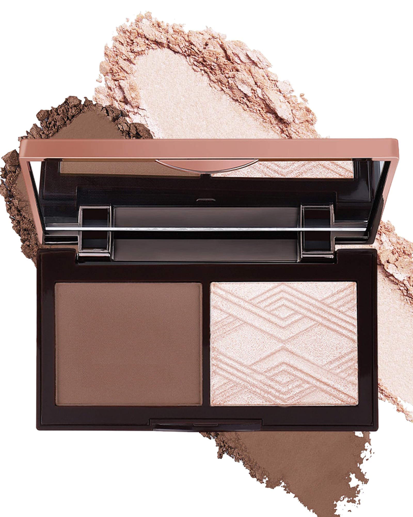 Face Contour Glitter Highlighter Powder Palette-2 In 1 Cruelty-Free Matte Bronzer Powder,Shimmer Illuminator Highlighters For A
