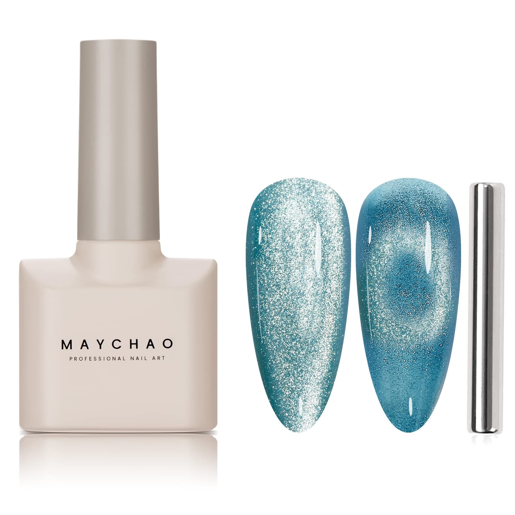 Maychao 15Ml Cat Eye Gel Nail Polish 1Pc Marine Blue Gel Polish With Magnet Soak Off Holographic Magnetic Nail Polish For Nail A