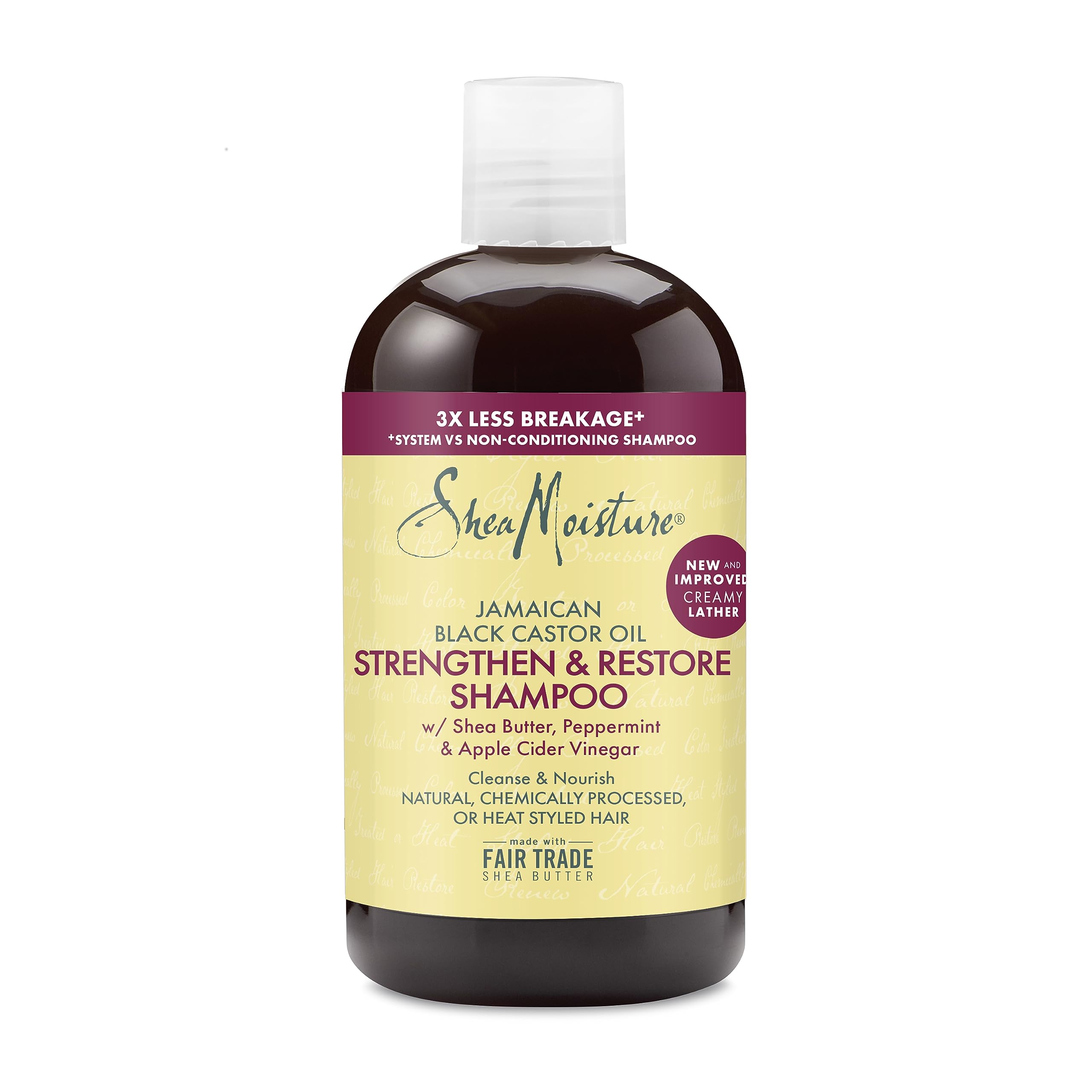 SheaMoisture Strengthen and Restore Shampoo 100% Pure Jamaican Black Castor Oil for Damaged Hair To Cleanse and Nourish Hair 13 