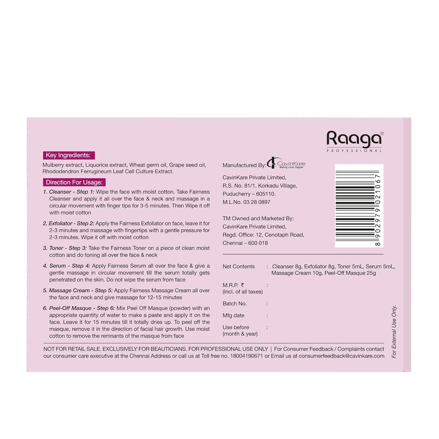 Raaga Professional Stemcell Fairness Facial Kit Infused With Alp Rose, Stem Cells, And Mulberry With Strawberry Extract | Skin C