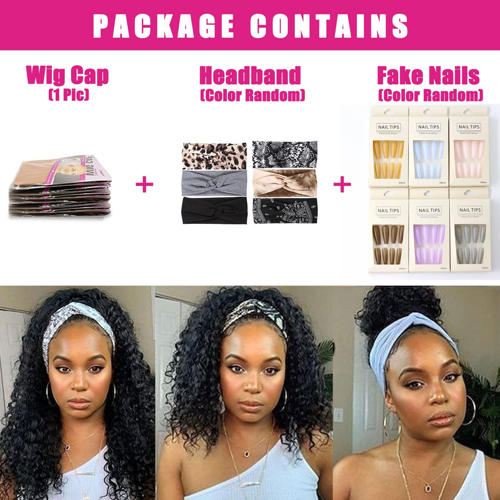Aisi Queens Headband Wig Human Hair For Black Women Curly Wigs Glueless Human Hair Short Curly Headband Wigs