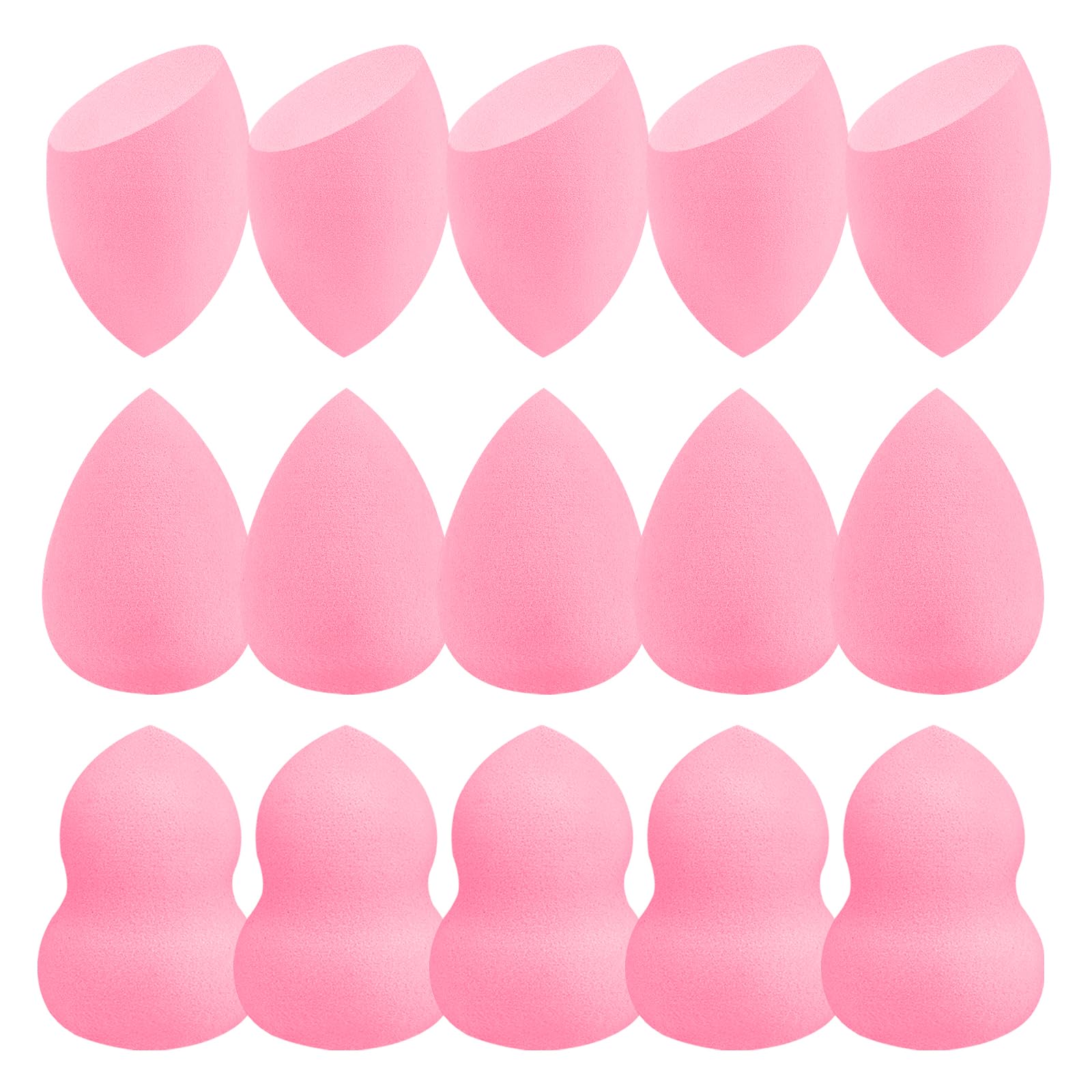 15 Pcs Pink Makeup Sponge Set, NonLatex Wet & Dry Use for Flawless Makeup
