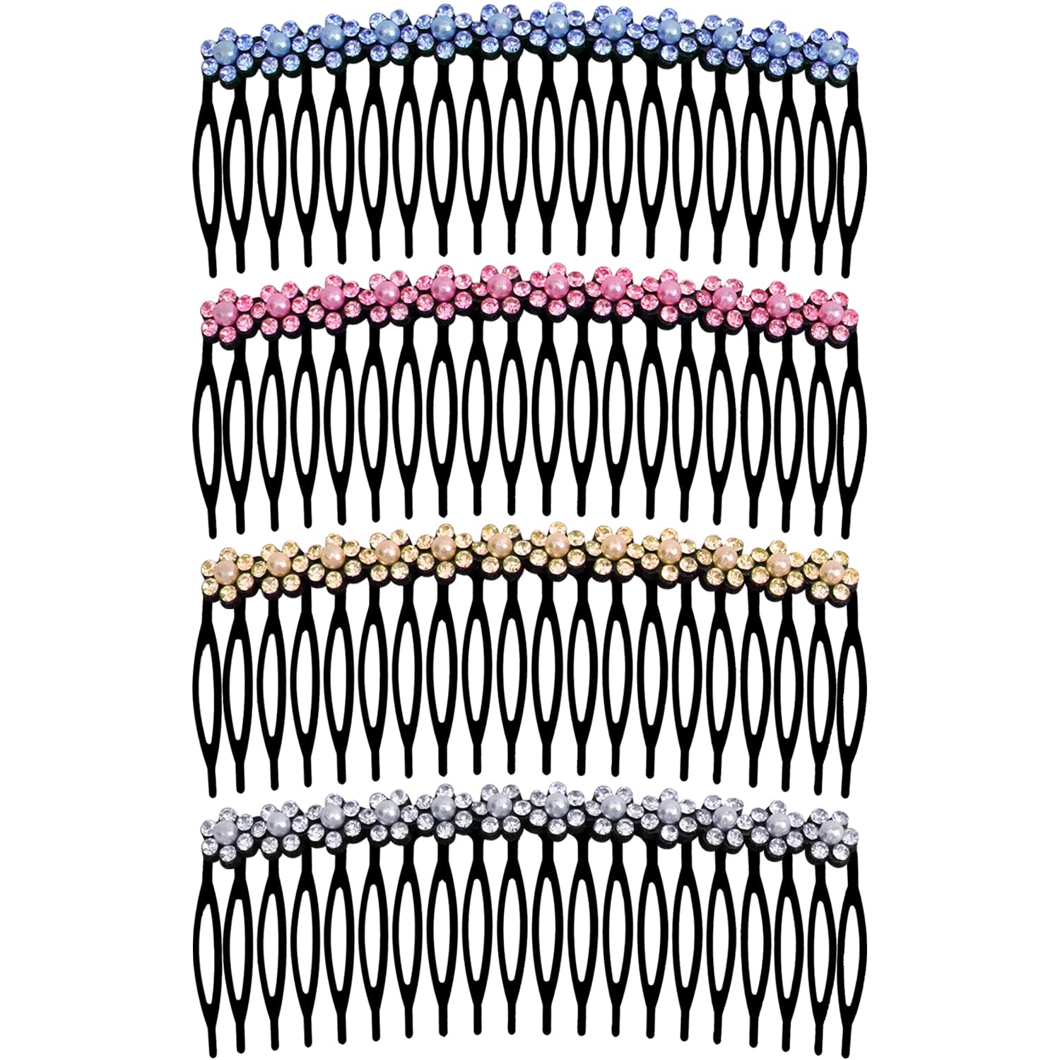 MARY LAVENDER Metal Side Hair Comb with Rhinestone and Pearls for French Twist Bangs Hair Pin Clips Hair Accessories Decorative 