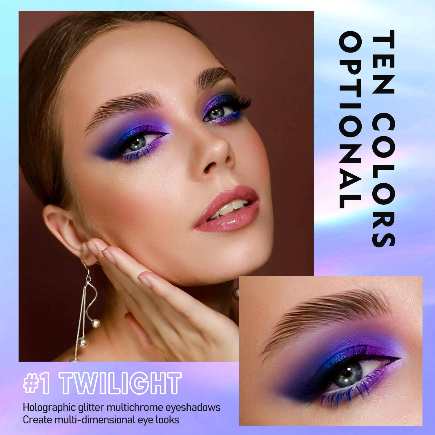 Maki Yika 5Pc Glitter Eyeshadow Liquid Multichrome Eyeshadows Long Lasting, Metallic Chameleon Eye Shadow Smudgeproof Holographi