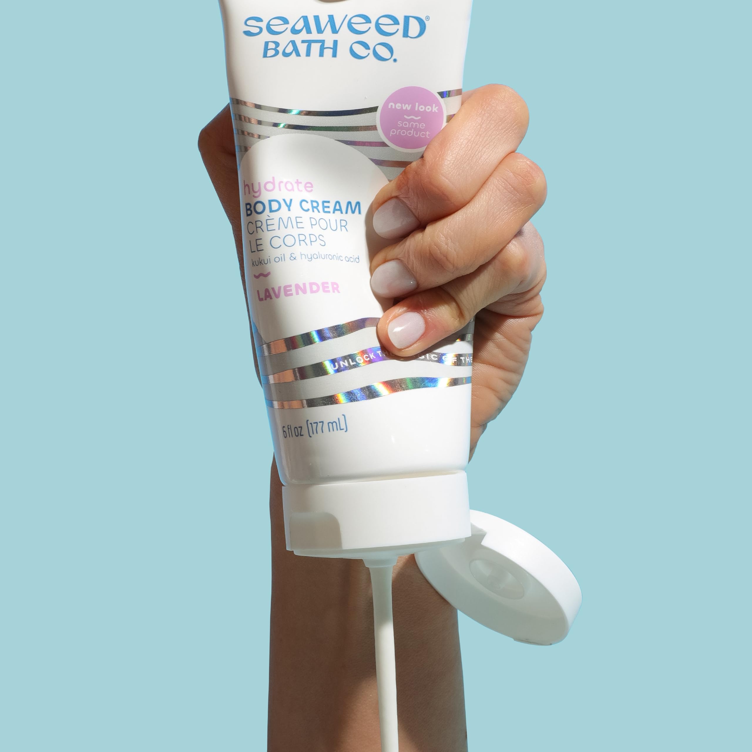 Seaweed Bath Co. Hydrate Body Cream, Lavender Scent, 6 Ounce, Nourishing Hand & Body Lotion Moisturizer For Dry Skin, With Susta