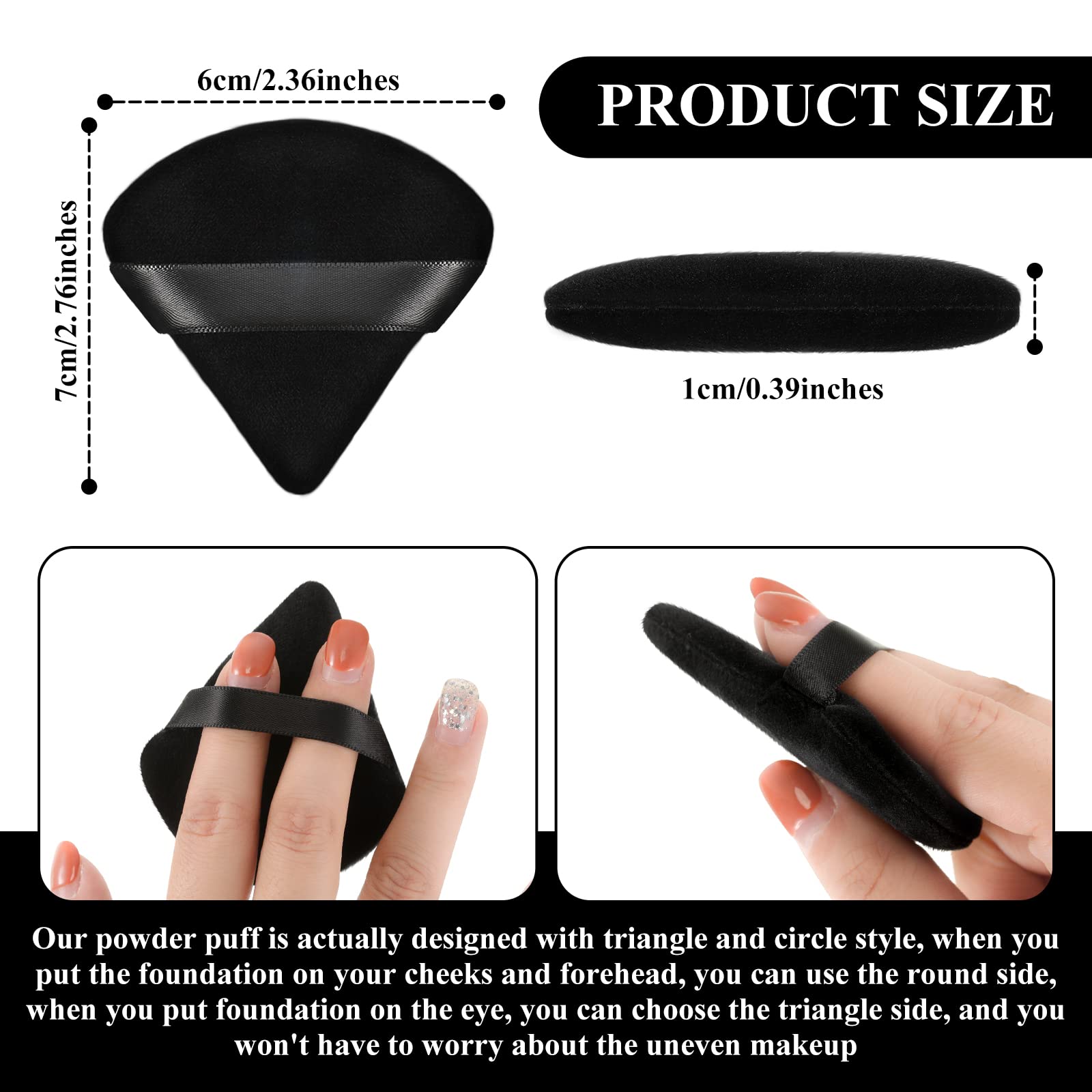 Maitys 12 Pieces Powder Puff Triangle Face Makeup Cosmetic For Loose Powder Soft Body Washable Reusable Foundation Sponge Minera