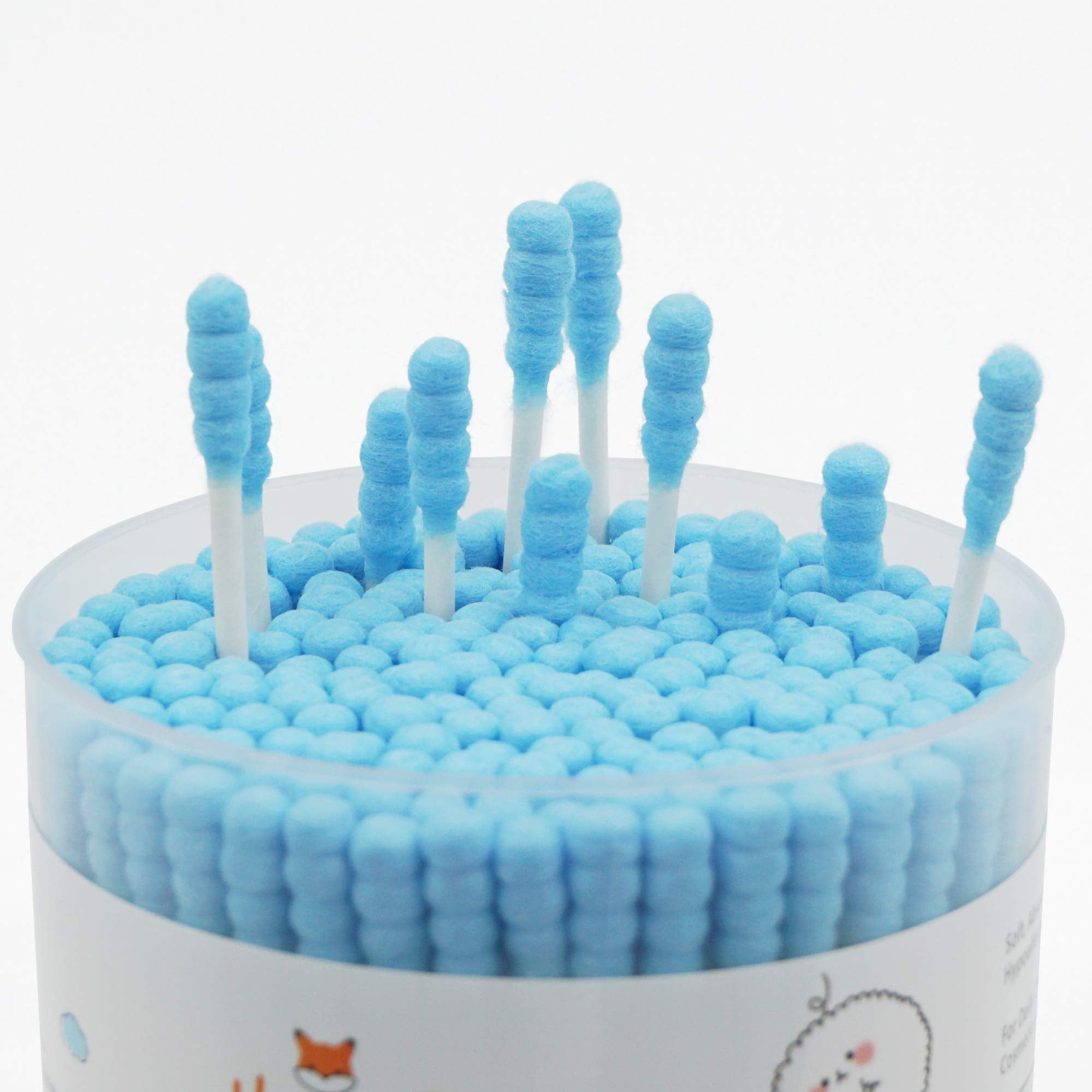 Homefox Black Cotton Swabs Spiral - 200 Count Organic Cotton Buds Gothic Bathroom Tightly Wrapped Charcoal Cotton Tips Paper Sti