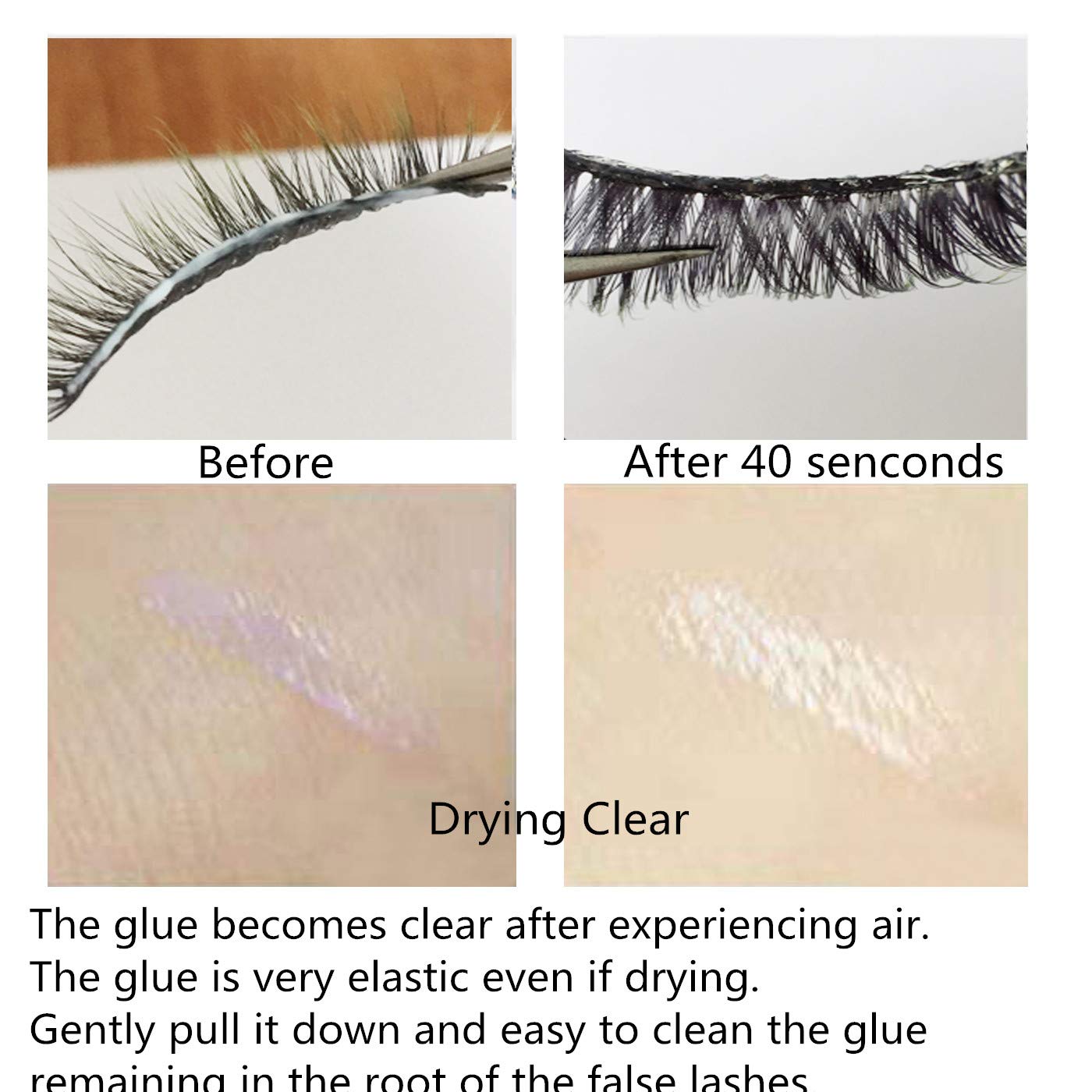 JIMIRE Eyelash Glue Clear | Secure Hold for False Eyelashes | Latex-Free Eyelash Adhesive with Chamomile Suitable for Sensitive