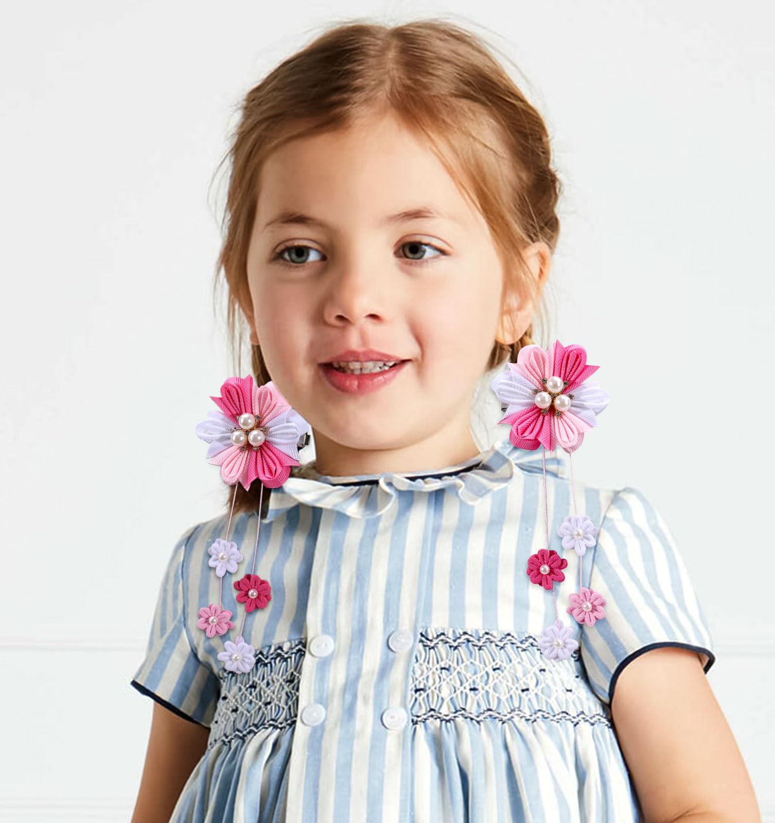 Oaoleer 6Pcs Hair Bows For Girls, Flower Hair Accessories For Girls Grosgrain Ribbon Bows With Alligator Clips Girl Hair Accesso