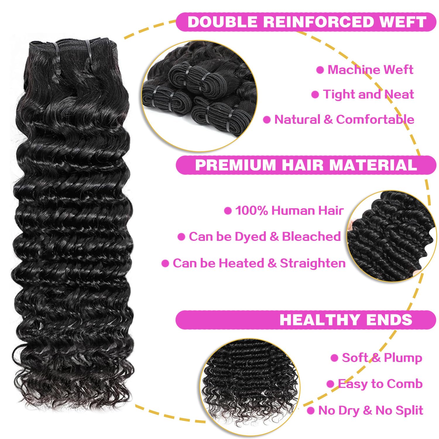 Deep Wave Human Hair Bundles Hair Bundles Wavy Deep Curly Human Hair Bundles Wet And Wavy Bundles Human Hair 3 Bundles Natural B