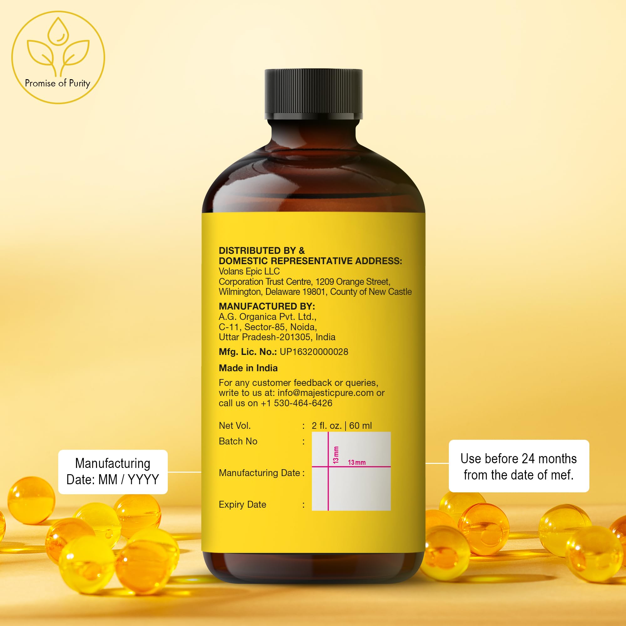 Majestic Pure Vitamin E Oil - 100% Pure & Natural | Premium Grade, Cold-Pressed And Tocopherol To Repair Dry, Damaged Skin | Moi