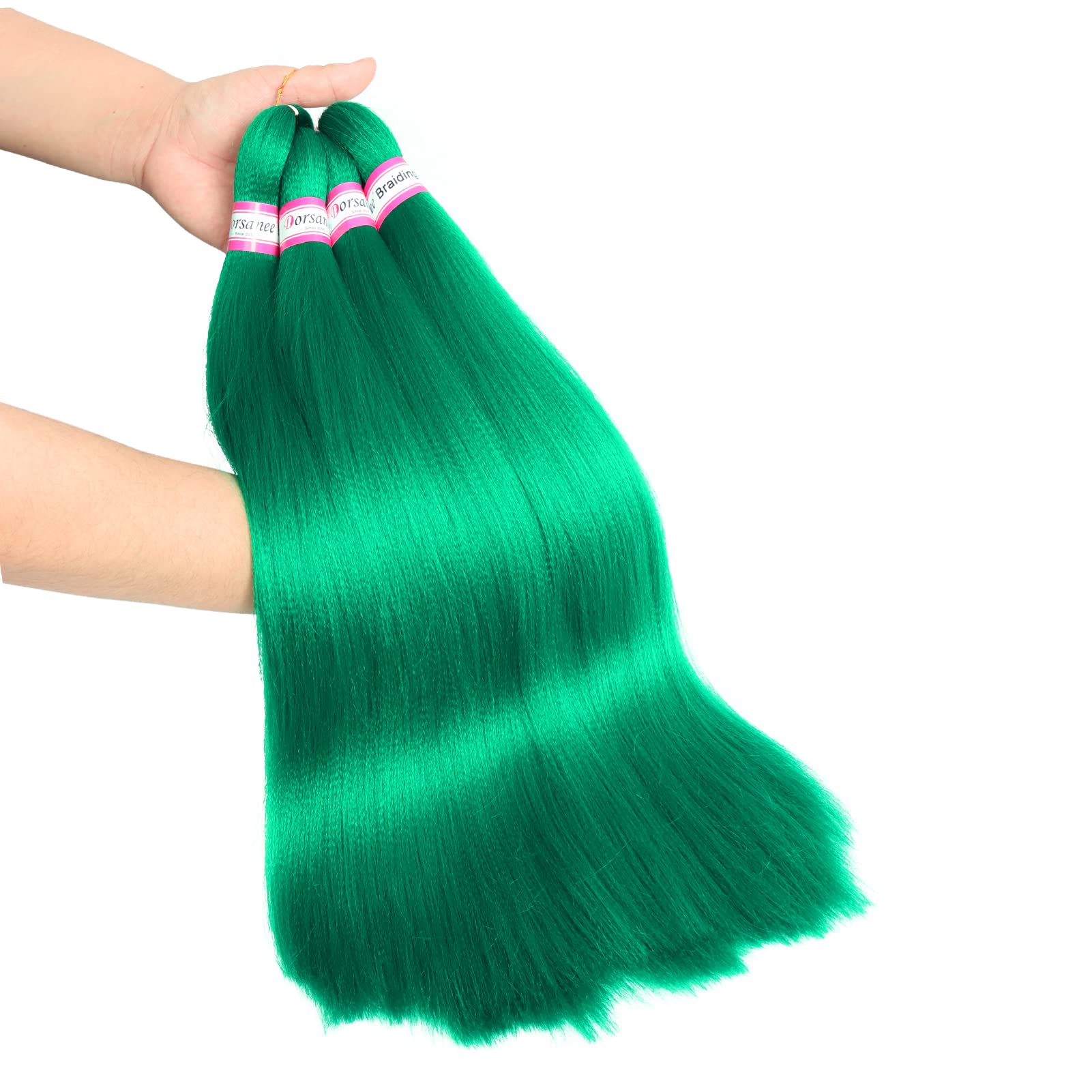 Dorsanee Green Braiding Hair Pre Stretched 20 Inch 3 Packs Professional Easy Braiding Hair For Crochet Braids Twists Locs Hair S