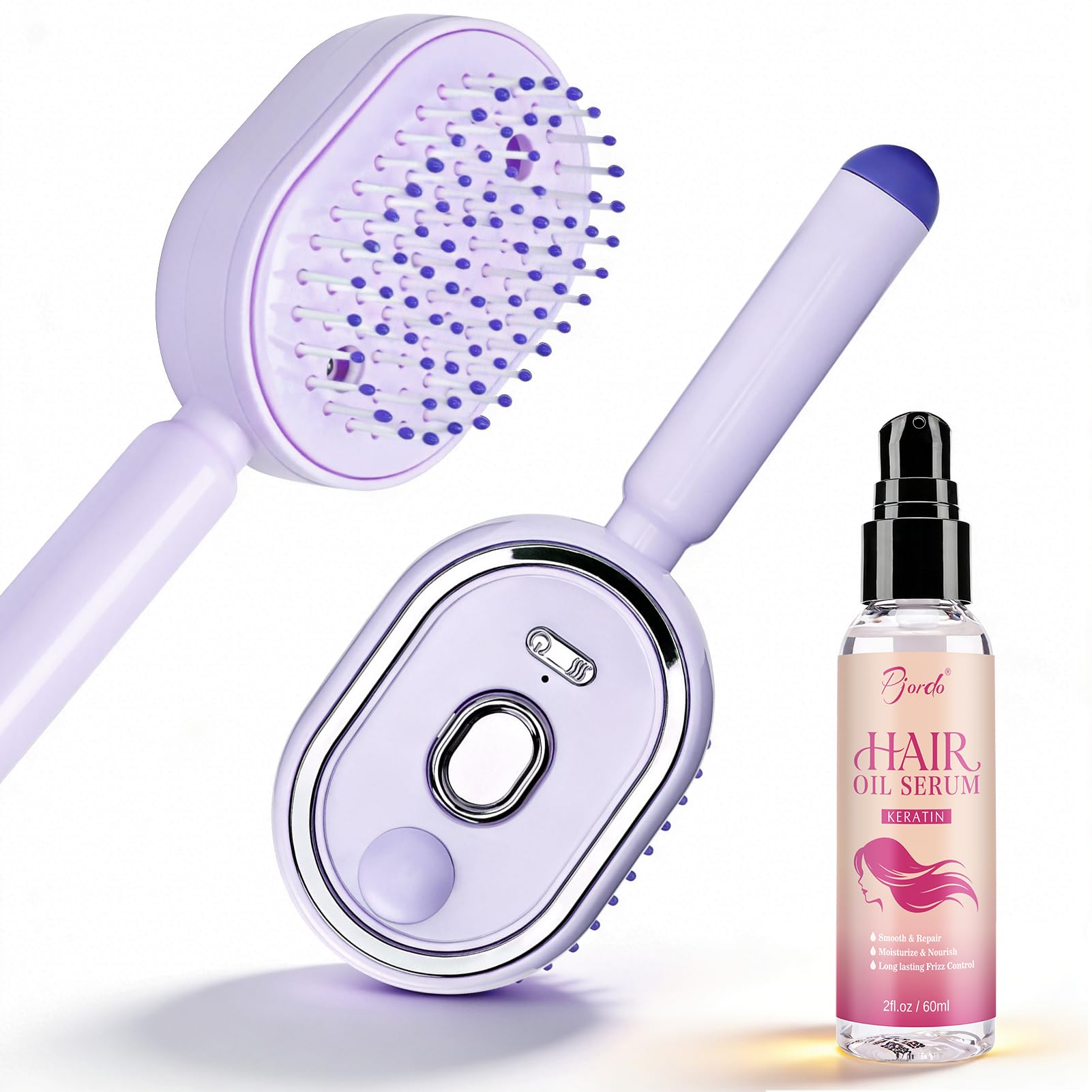 Pjordo Electric Spray Air Cushion Comb for Women, Hair Massage Brush for Thick, Fine & Curly Hair, Oil Serum for Nourishing, Smo