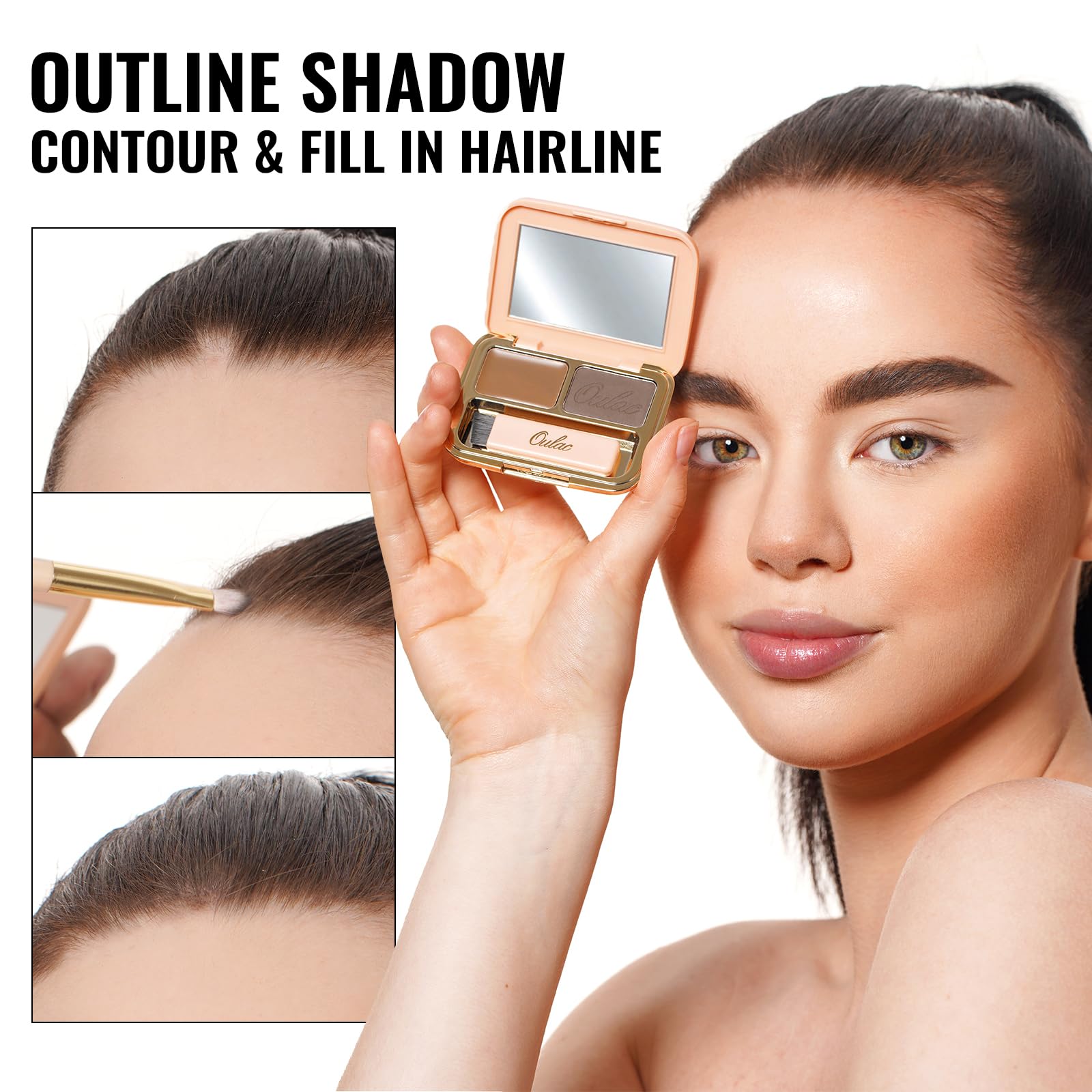 Oulac Waterproof Brown Eyebrow Powder Kit With Brow Brush 2 In1 Long Lasting Instant Eyebrow Pomade & Powder Natural Makeup For