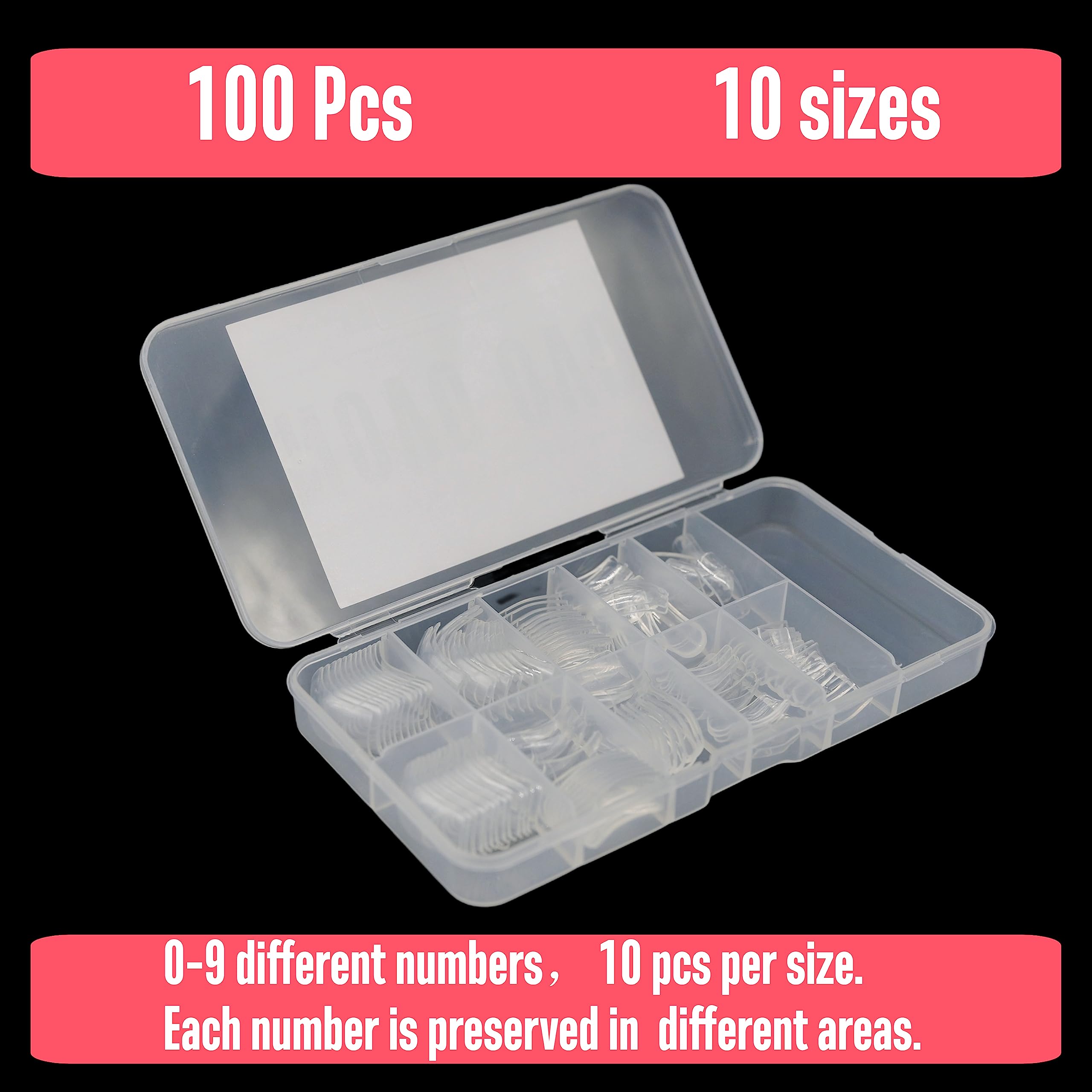 Novo Ovo 100 Pcs Long Hawk Curved Nail Tips, Clear Cystal Extra Super Extreme Deep Curve Half Cover Tapered Square Eagle Claw So