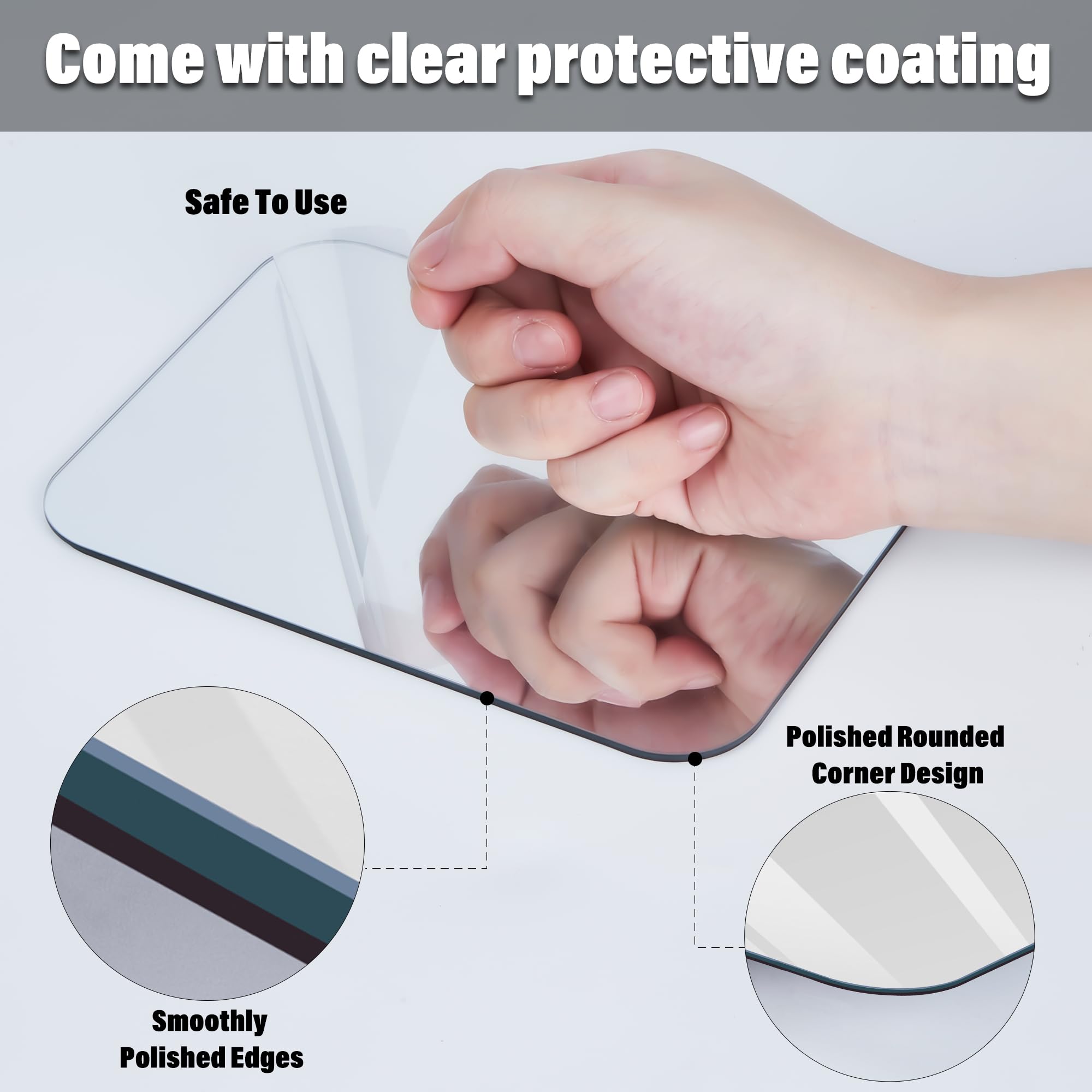 Tooackl Magnetic Locker Mirror, 4 x 6 Super Clear Reflection Small Real Glass Mirror with Magnetic Back for School Locker Refrig