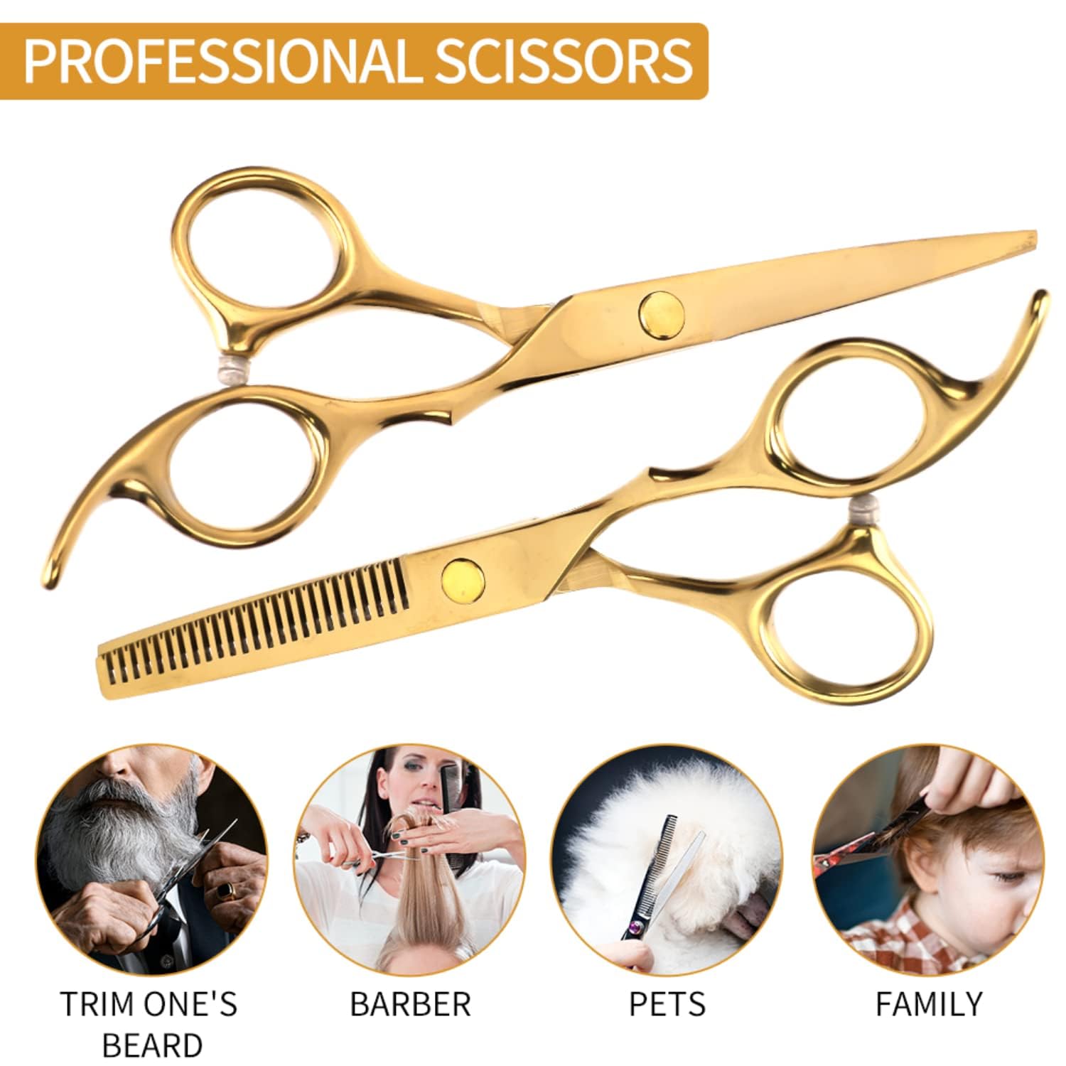 Zibarber Hair Cutting Scissors Set Hair Shears Professional With Hair Cutting Comb And Hair Thinning Scissors, 6Inch Barber Scis
