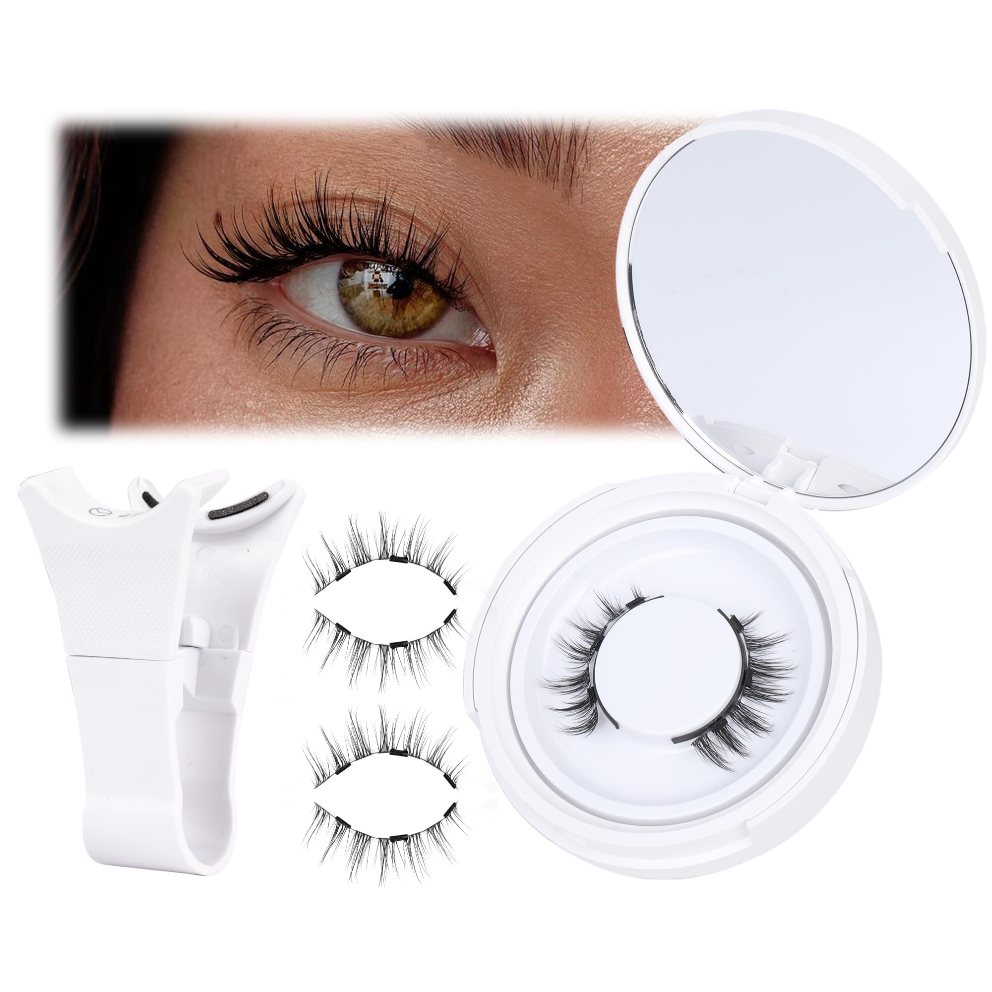 Natural Magnetic Eyelashes Wispy Magentic Lashes Reusable Clear Band Magnetic Eyelashes Kit With Applicator No Glue Needed Magne