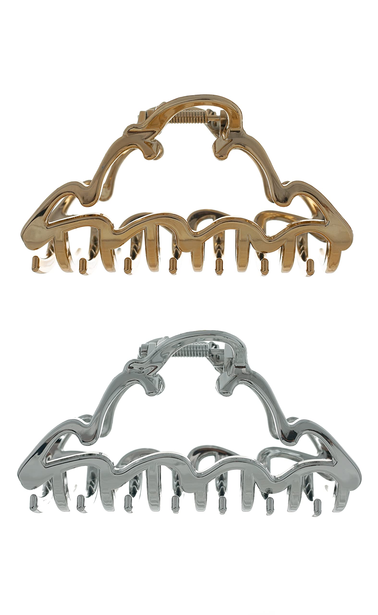 Ouidad Made for Curls XL Claw Clips, Gold and Silver, 2 Count
