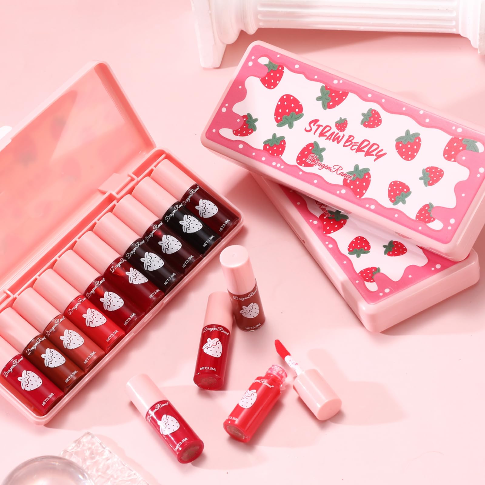 10 Colors Lip Tint Stain Set, Korean Moisturizing Lip Gloss Velvet Mini Liquid Lipstick, Multi-Use Lip And Cheek Tint, Non-Stick