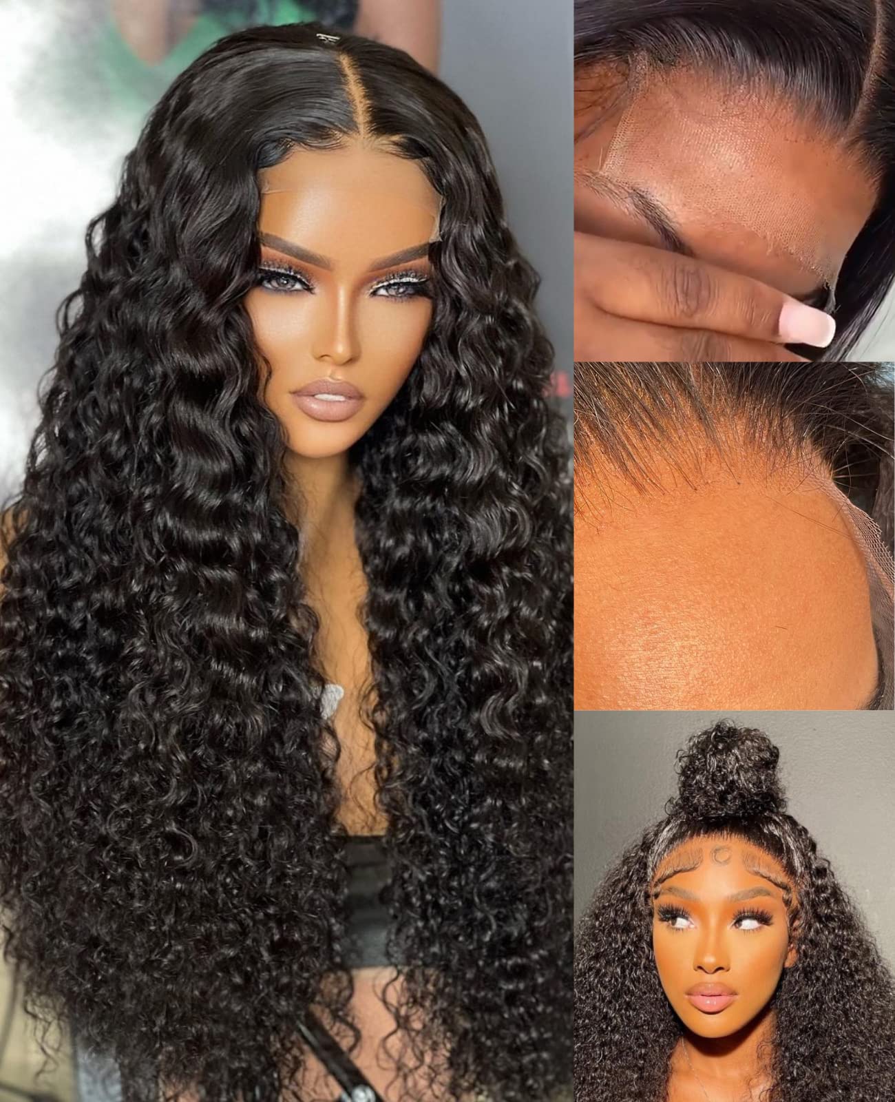 BEEOS 5x5 SKINLIKE Real HD Lace Closure Wigs, Curly 180% Density 0.10mm Ultra-thin HD Lace Pre-Plucked Hairline with Baby Hair B