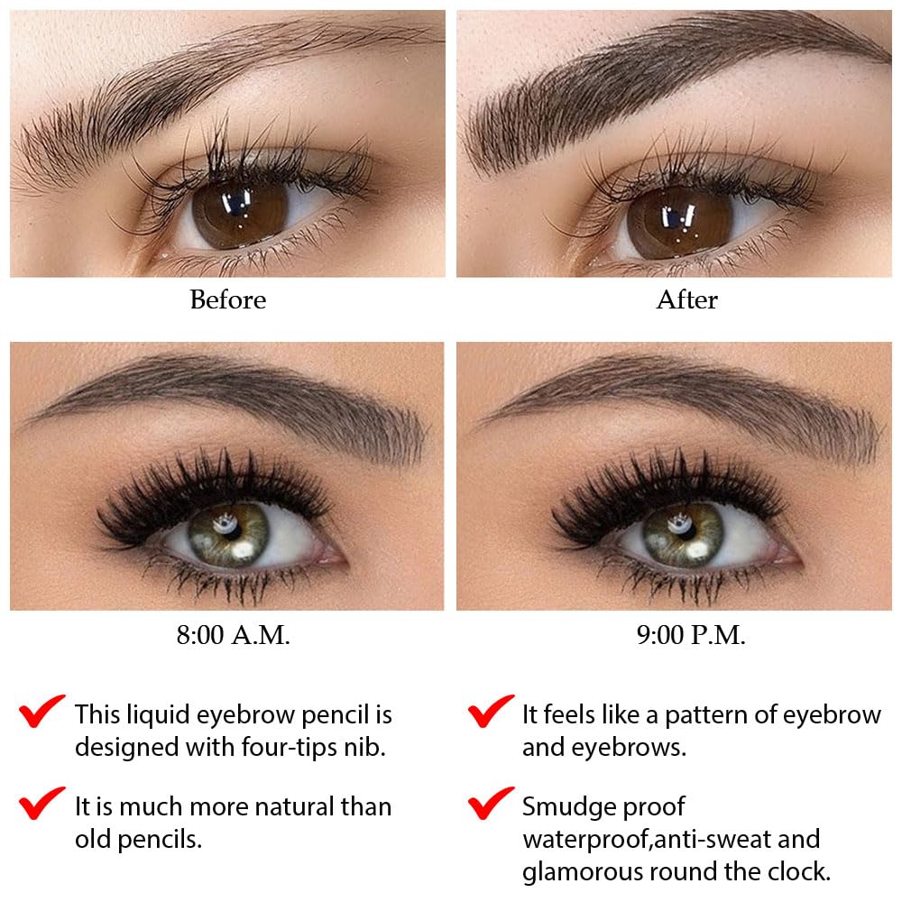Eyebrow Ink Pencil By Brow Stylist -Micro 4 Point Brow Pen Lift & Snatch Eyebrow Pen Kits With 3 Eyebrow Stencil Long-Lasting Wa