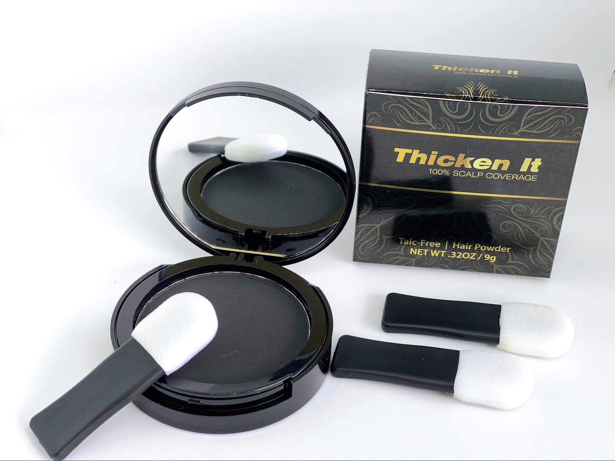 Thicken It 100% Scalp Coverage Hair Powder - Black - Talc-Free .32 Oz. Water Resistant Hair Loss Concealer For Men And Women. Na