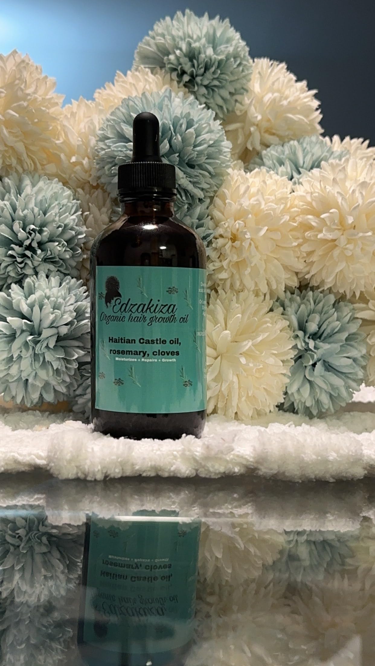 Edzakiza 100% organic Hair Growth Oil .Scalp Thickening + Moisturizing. Vegan Hair Treatment For Women, Men with Dry, Frizzy, We