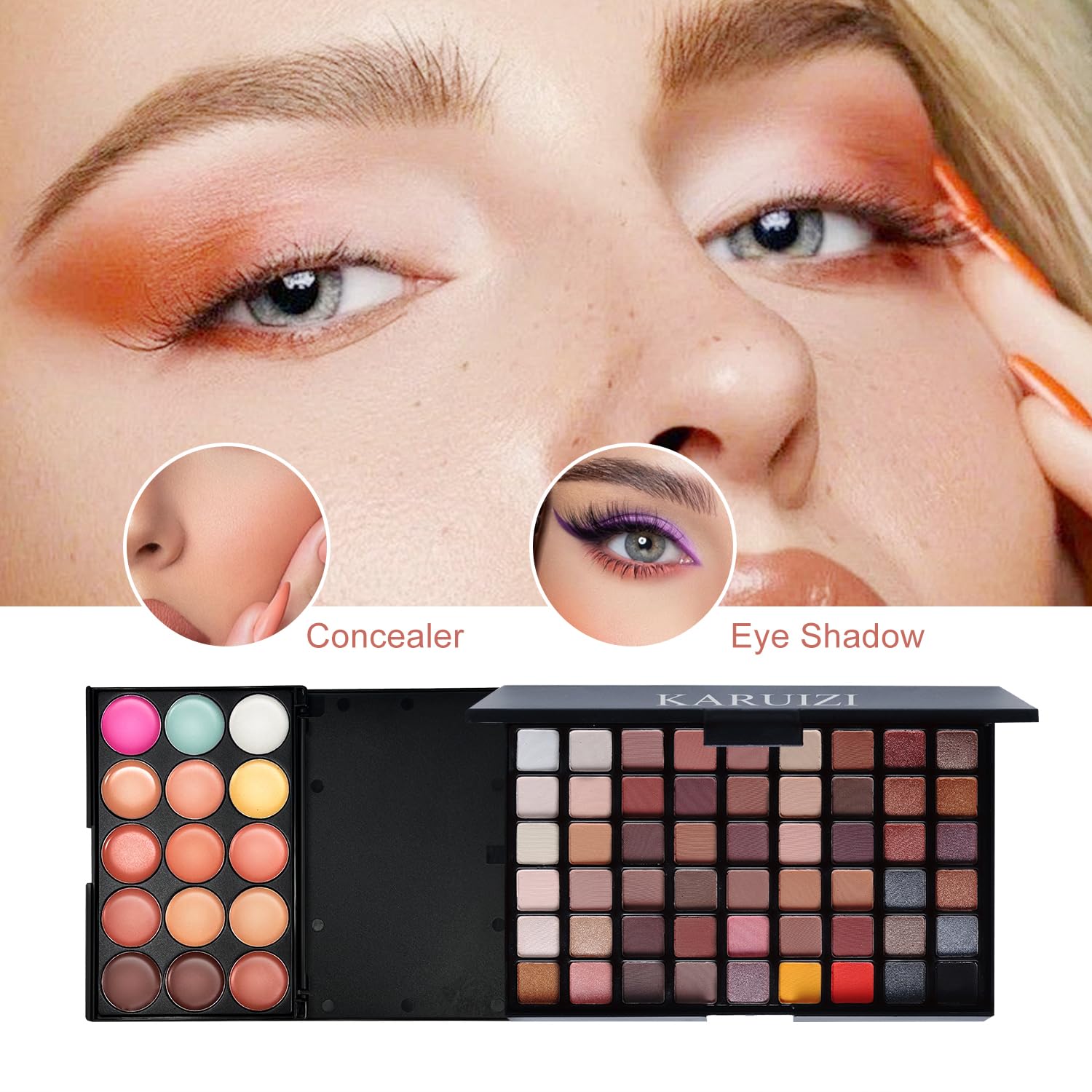 Karuizi All In One Makeup Kit,Makeup Kit For Women, Teens And Girls, All-In-One Set With Eyeshadow Palettes, Lipsticks, Brushes,