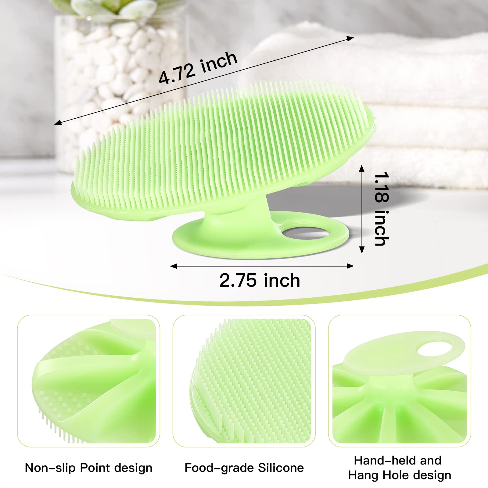Innerneed Food-Grade Soft Silicone Body Cleansing Brush Shower Scrubber, Gentle Exfoliating And Massage For All Kinds Of Skin (G