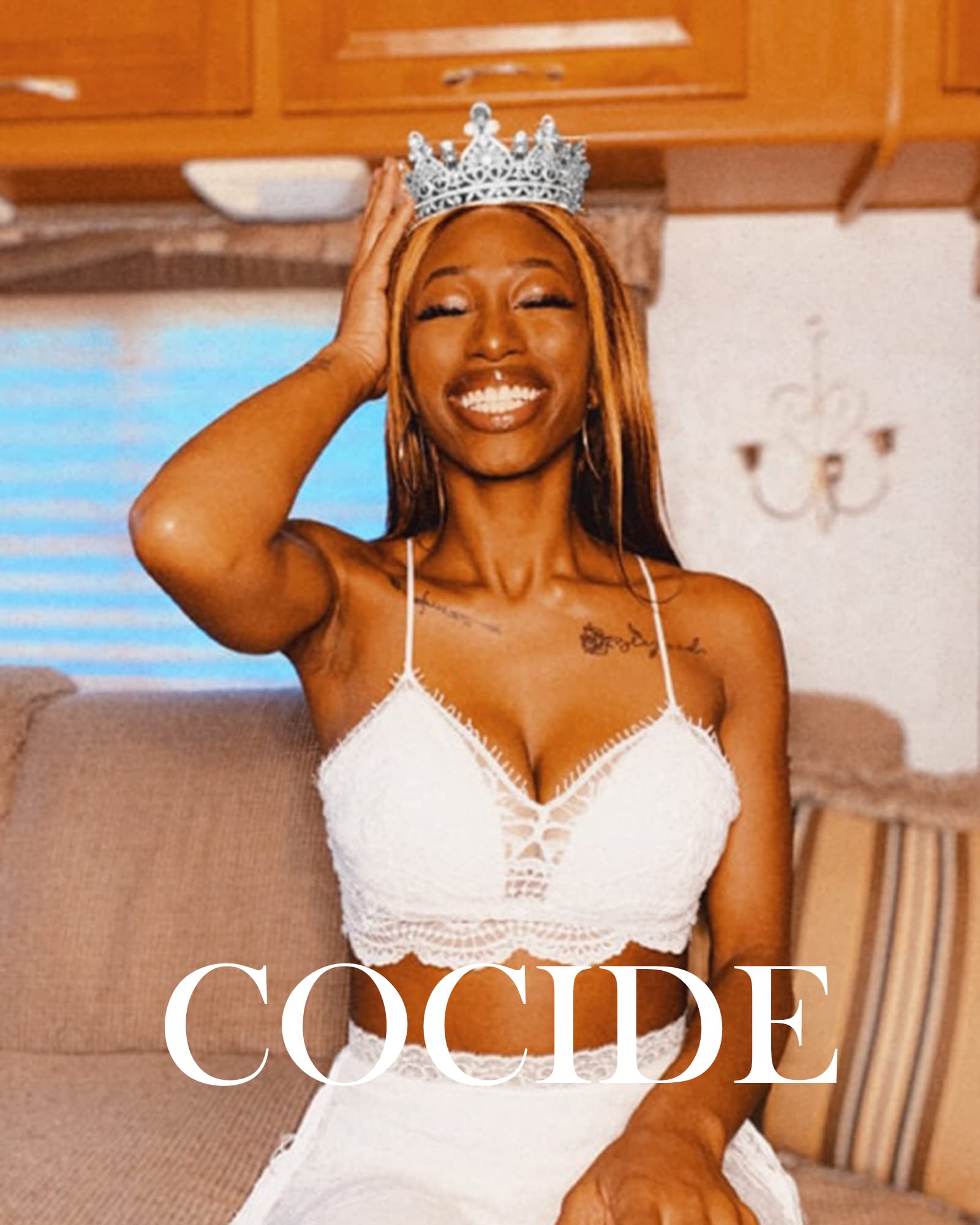 Cocide Silver Crown For Women Crystal Queen Crowns And Tiaras Girls Full Round Wedding Headband Hair Accessories For Birthday Pa
