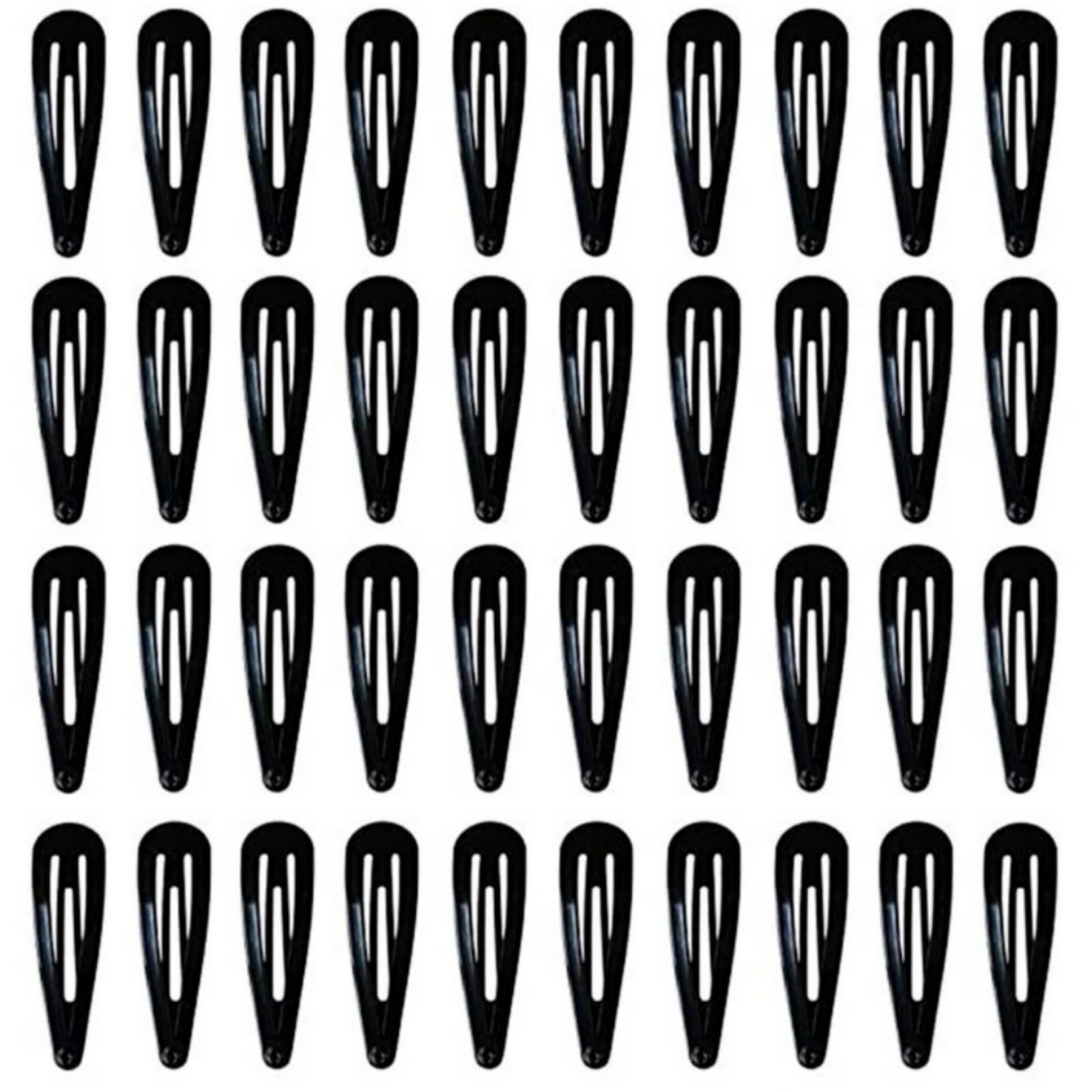 Beespring 40 Pcs Black Barrettes Small Snap Clip Size 30 Mm(Small) Women Metal Hair Clips Accessories Water Drop Female Hair Cli