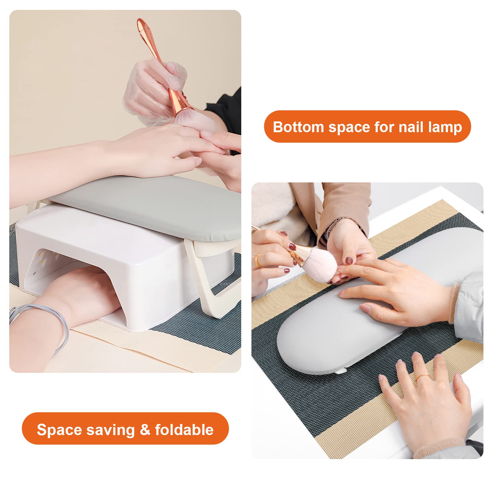 Diesisa Nail Arm Rest, Foldable Pu Leather Nail Hand Rest For Nails Tech With Table Mat, Soft Hand Rest For Acrylic Nails/Nail H