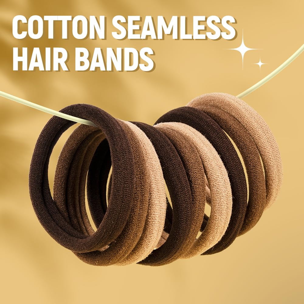 Hair Ties for Women, TsMADDTs 30 Cotton Seamless Ties for Thick Hair, 500 Clear Elastic Bands, 2 Loop Tools and 1 Comb