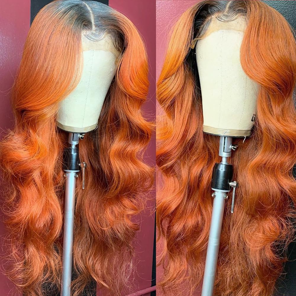 Yms Glueless 13X4 Lace Front Wigs Human Hair 180% Density Ombre Orange Wigs For Black Women Human Hair Hd Lace Front Wigs(18 Inc