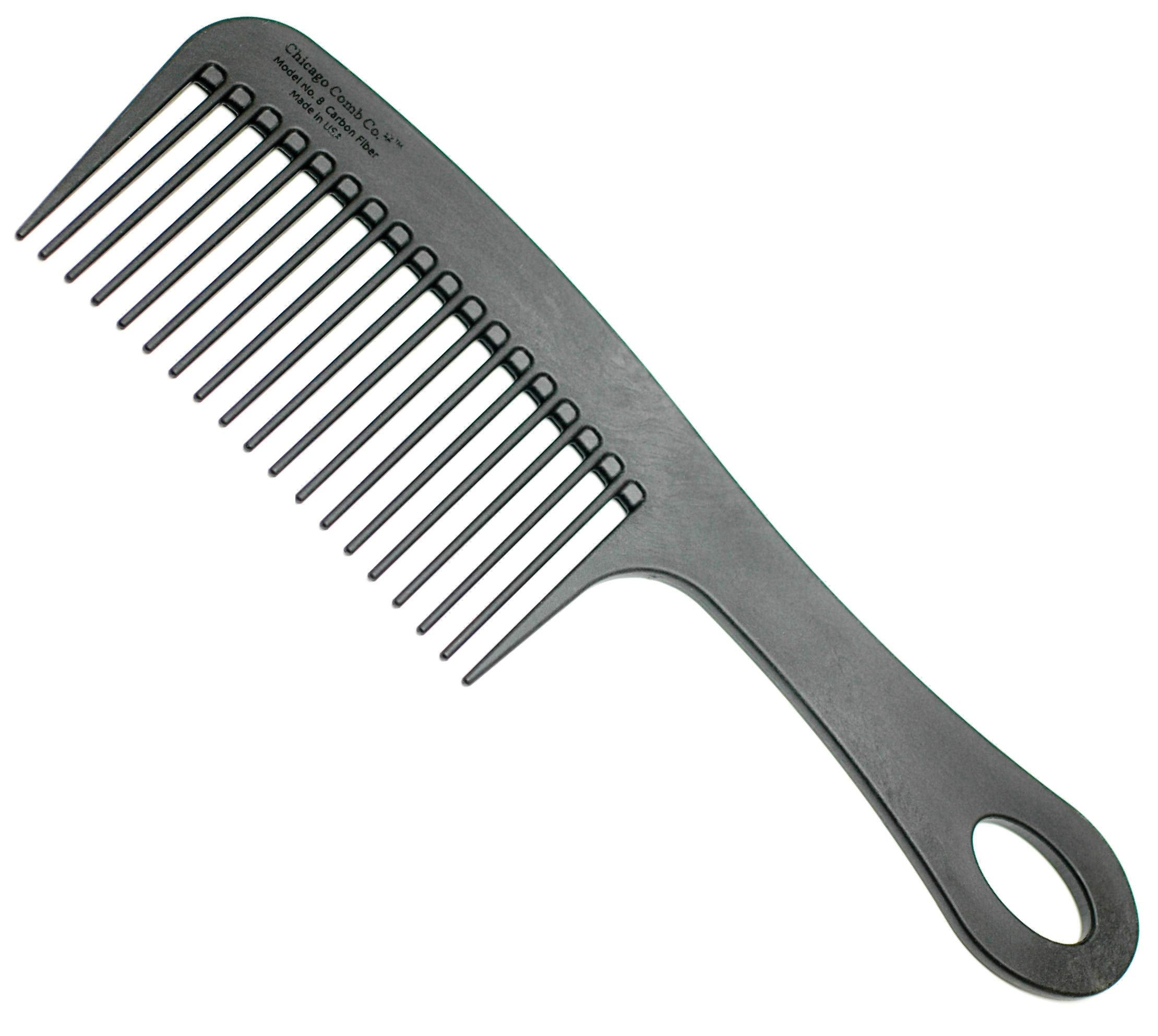 Chicago Comb Model 8 Carbon Fiber, Made In Usa, Anti-Static, Detangling & Shower Comb, Adds Lift & Volume, 8.5 Inches (21.5 Cm)
