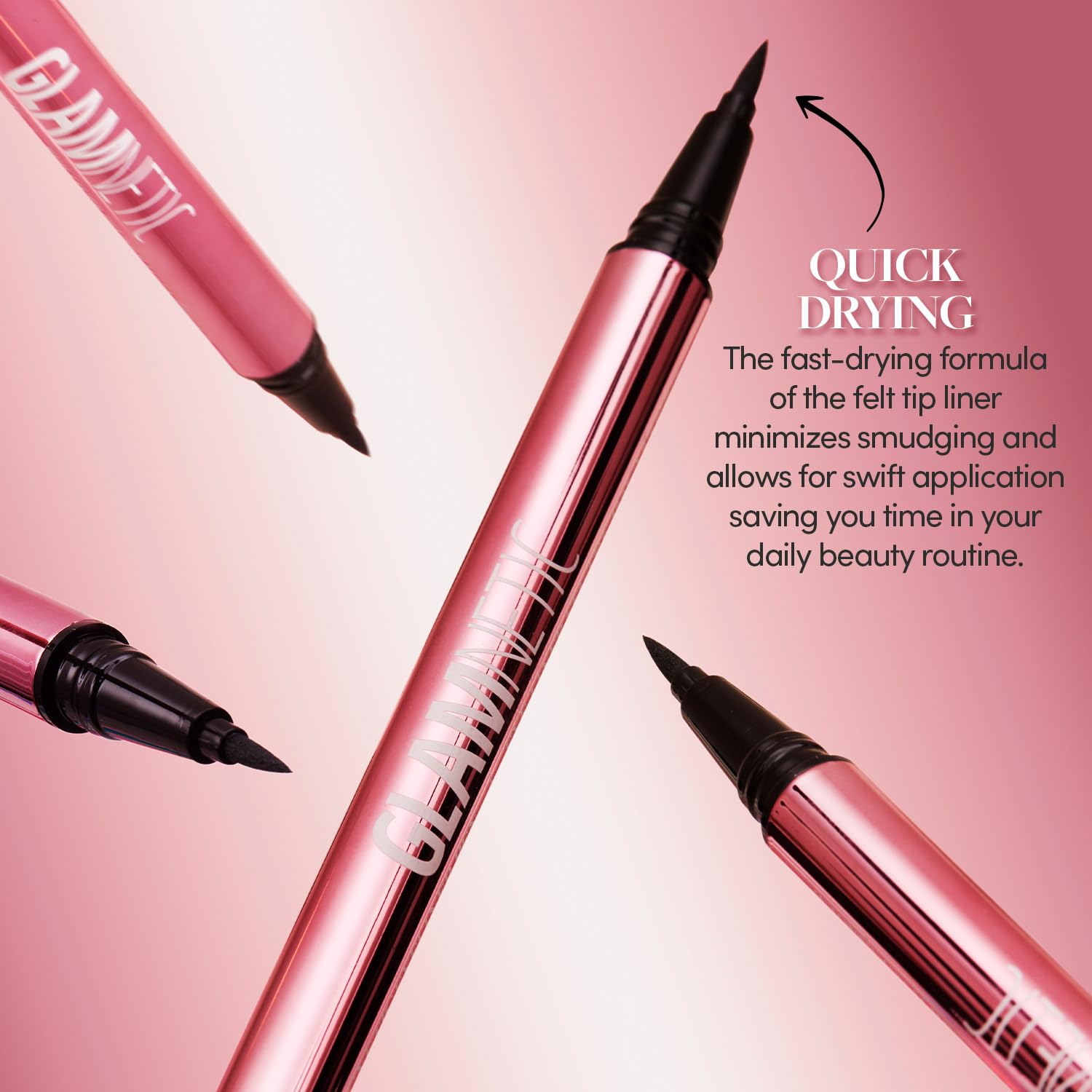 Glamnetic Felt Tip Magnetic Eyeliner Pen - Black 0.025 Fl Oz | Black Smudgeproof & Waterproof Eyeliner Pen, All-Day Hold For Mag