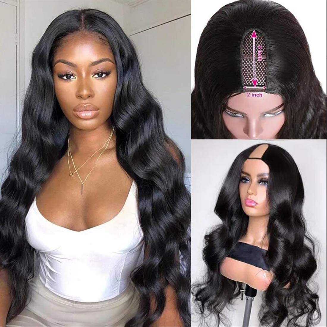 Beauty Forever Body Wave U Part Human Hair Wig 150% Density 10A Grade,Brazilian Human Hair Glueless Full Head Clip In Half Wig F